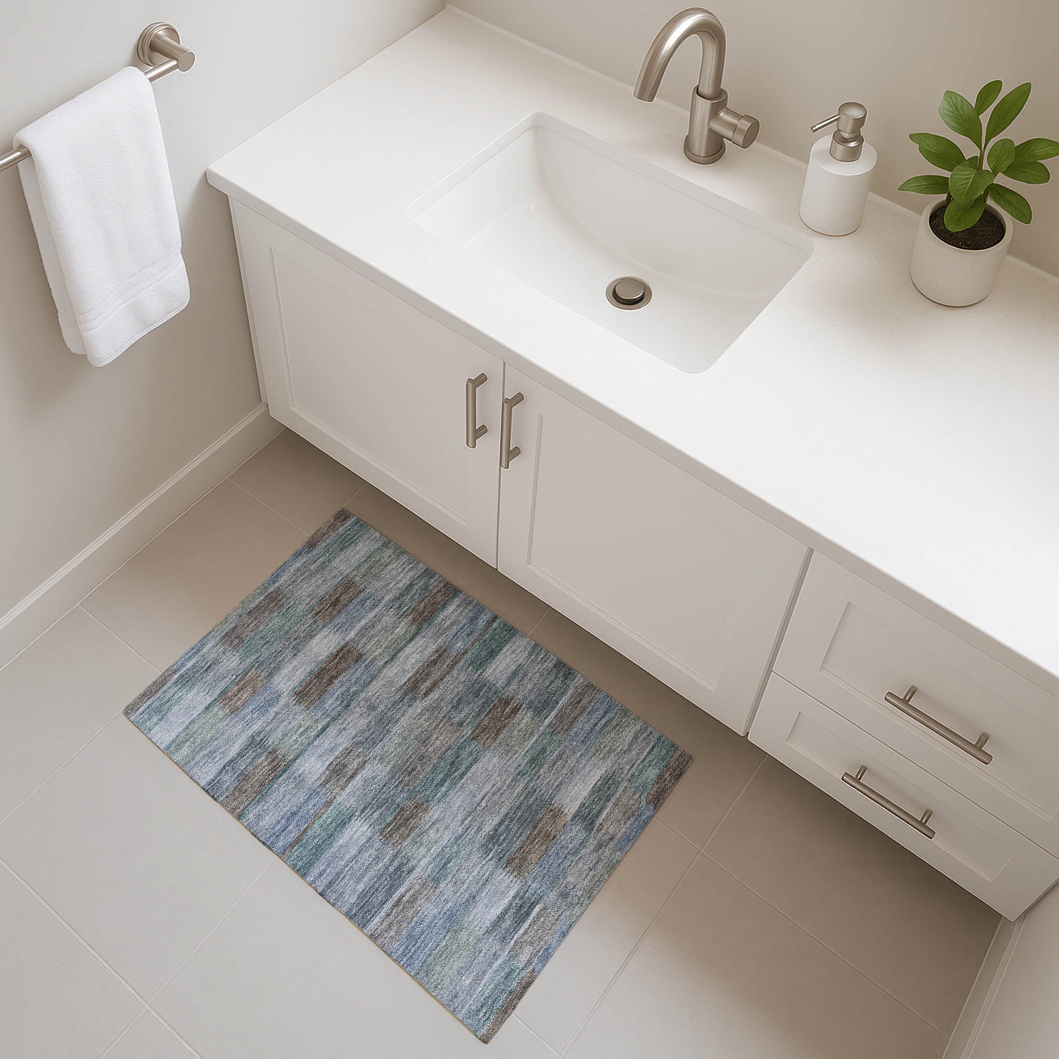 Bergen Machine Washable Transitional Blue Rug 1'8" x 2'6" #shape_Rectangle