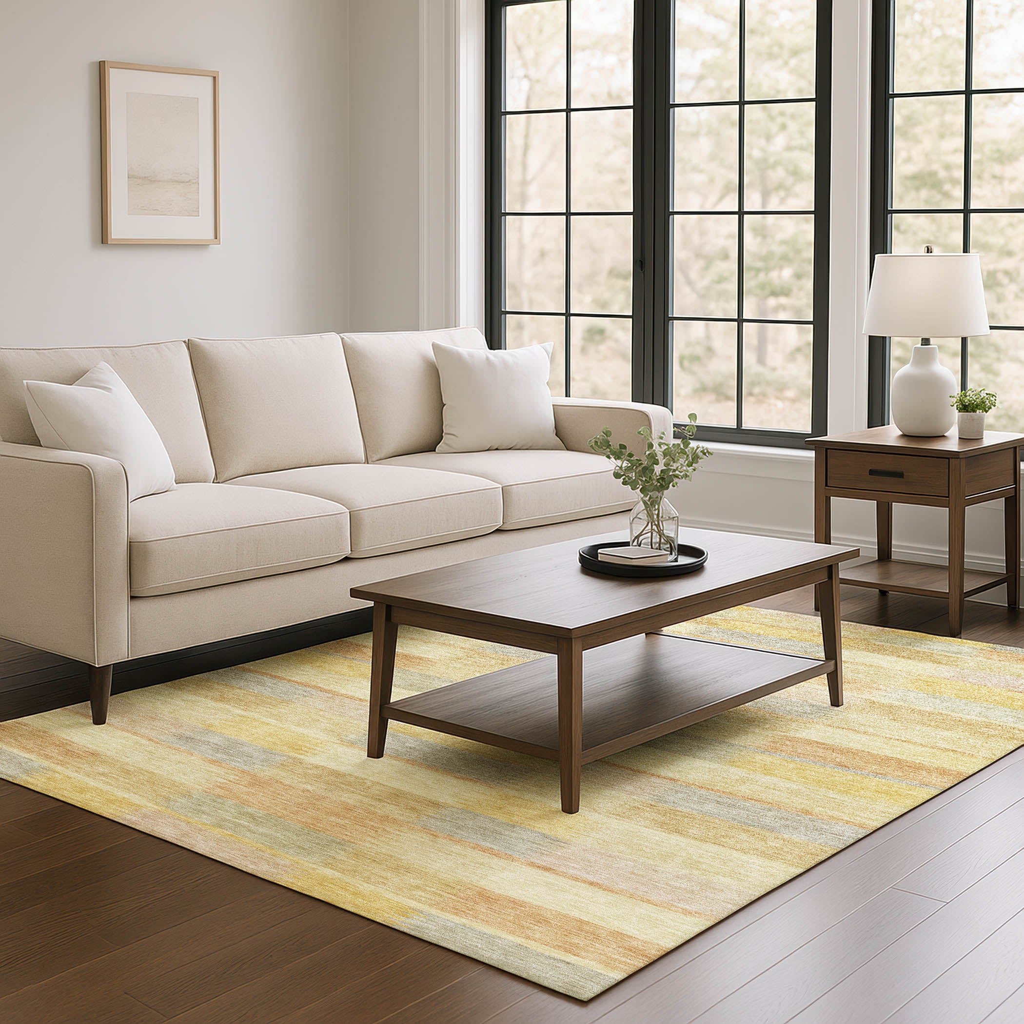 Bergen Machine Washable Transitional Wheat Gold Rug 2'6" x 3'10" #shape_Rectangle