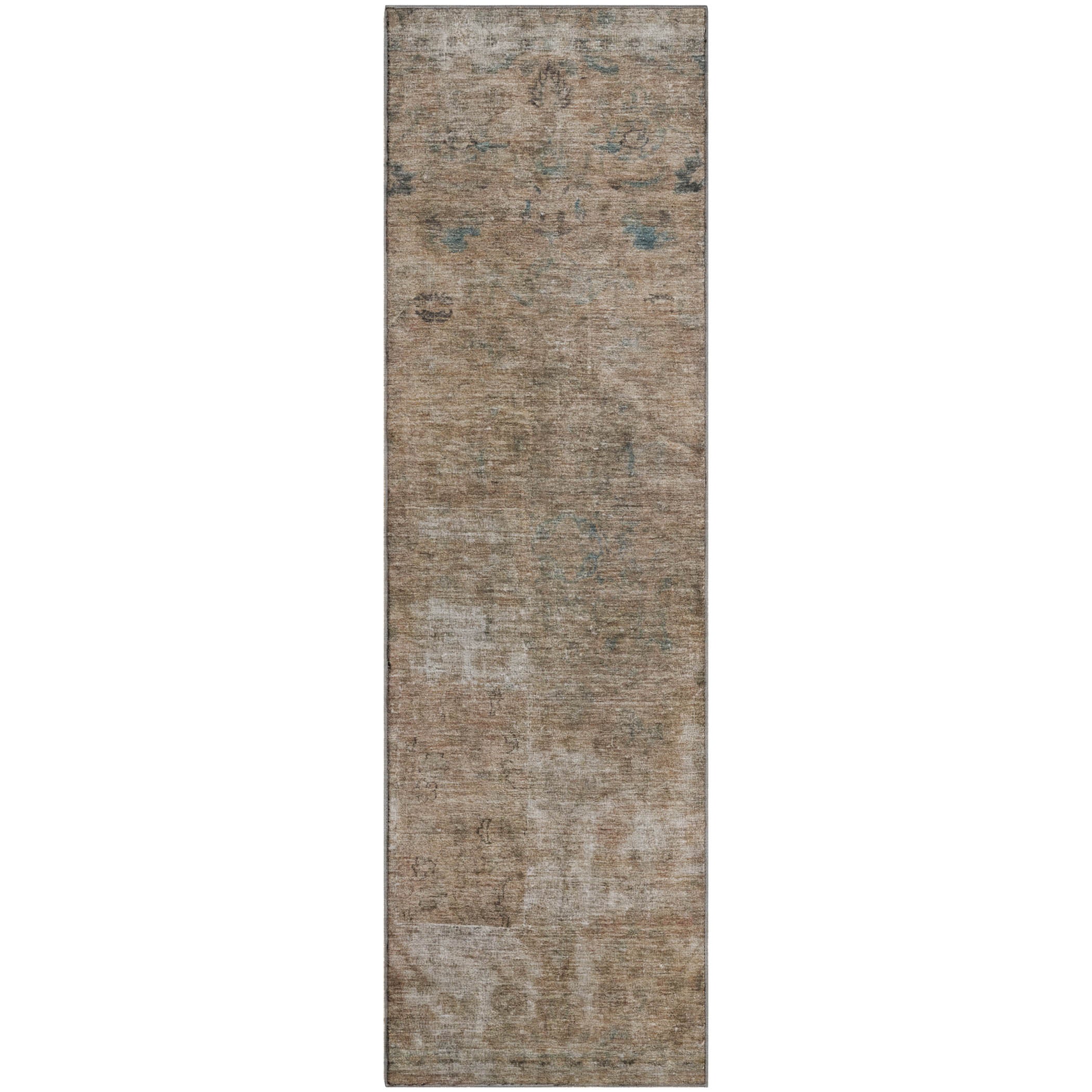 Dublin Machine Washable Traditional Beige Brown Rug 2'3" x 7'6" #shape_Runner