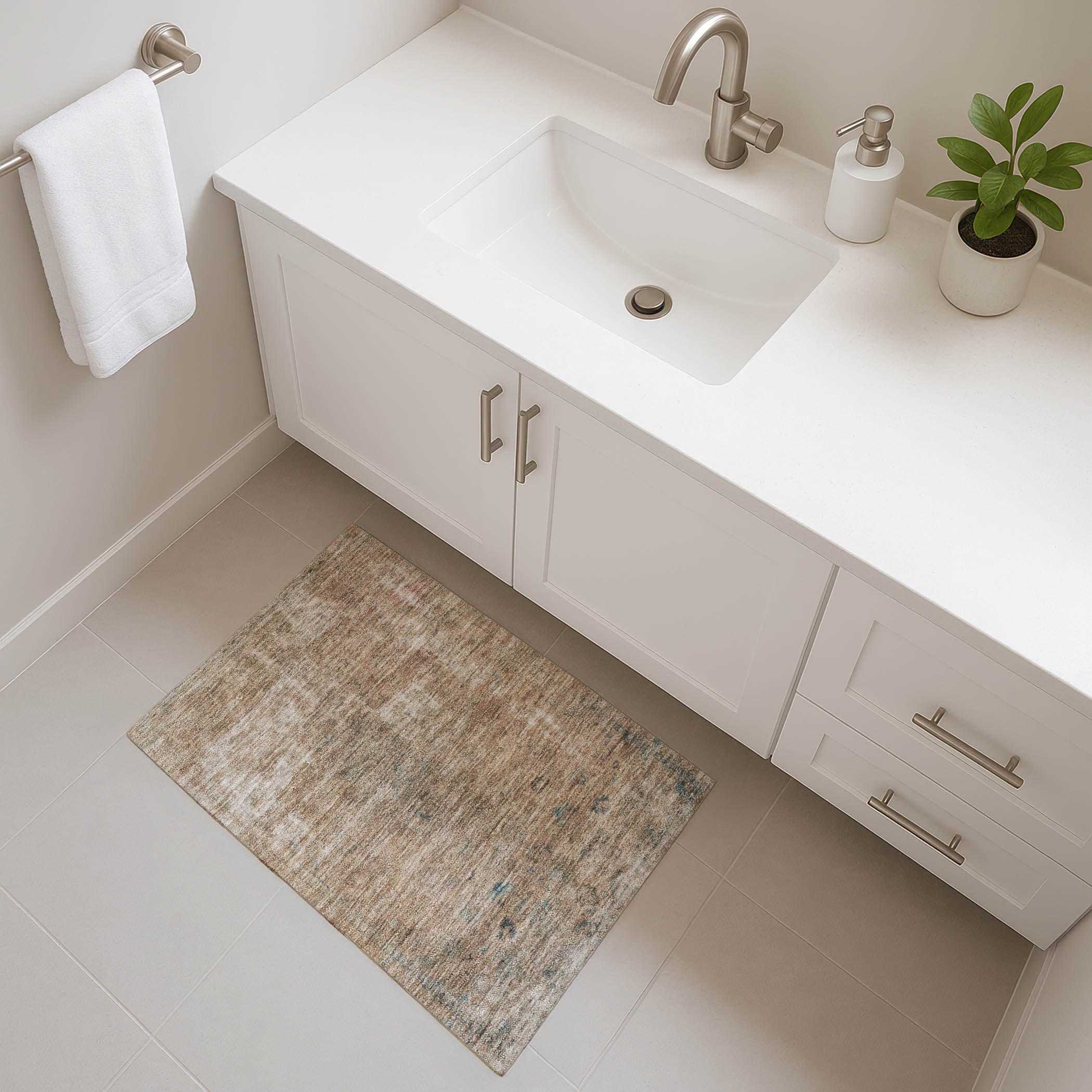 Dublin Machine Washable Traditional Beige Brown Rug 1'8" x 2'6" #shape_Rectangle
