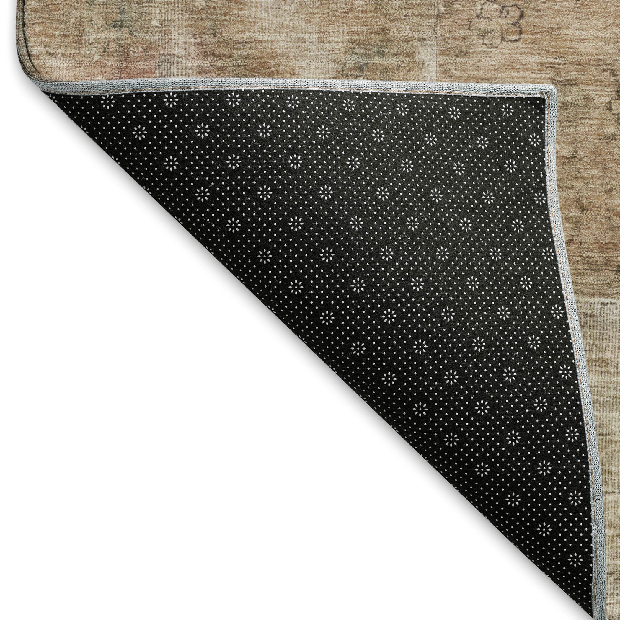 Dublin Machine Washable Traditional Beige Brown Rug 1'8" x 2'6" #shape_Rectangle