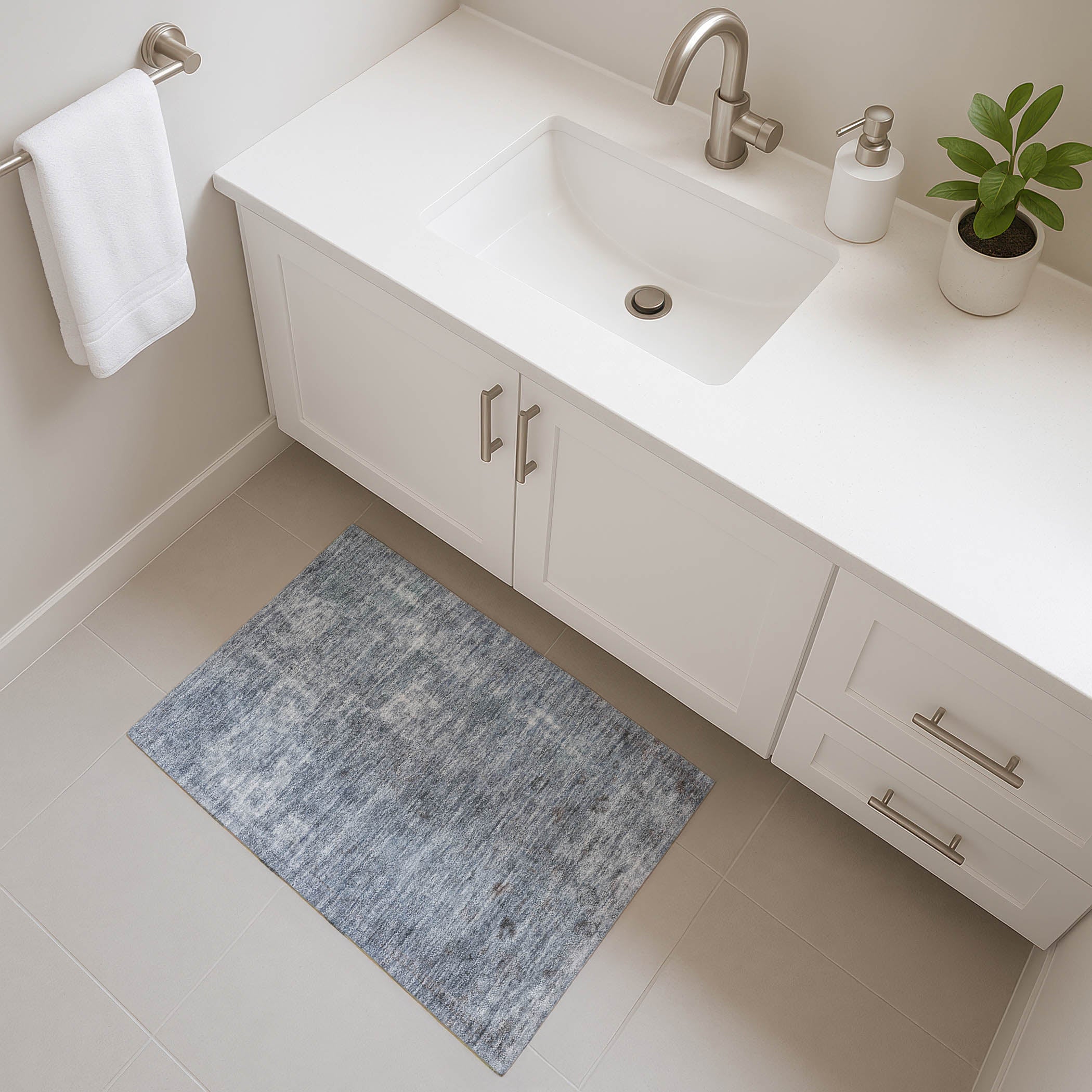 Dublin Machine Washable Traditional Blue Rug 1'8" x 2'6" #shape_Rectangle