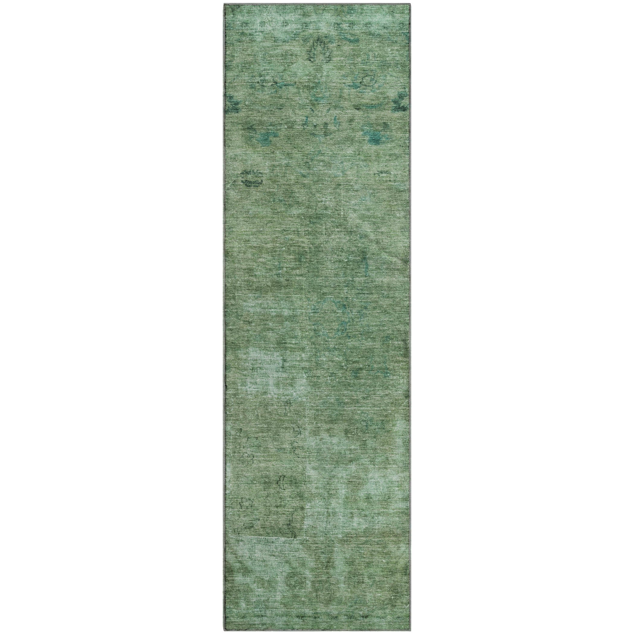Dublin Machine Washable Traditional Sage Green Rug 2'3" x 7'6" #shape_Runner