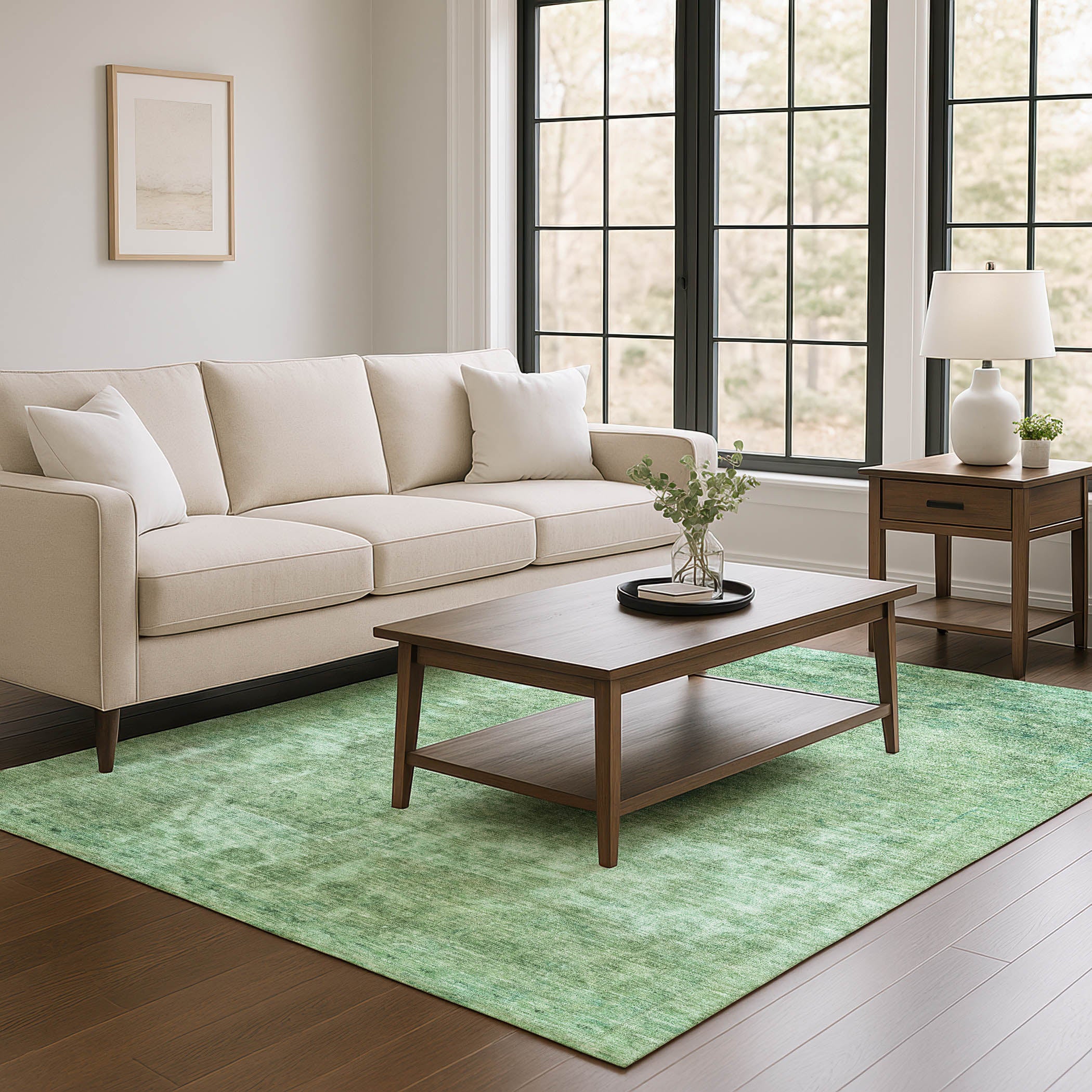 Dublin Machine Washable Traditional Sage Green Rug 2'6" x 3'10" #shape_Rectangle