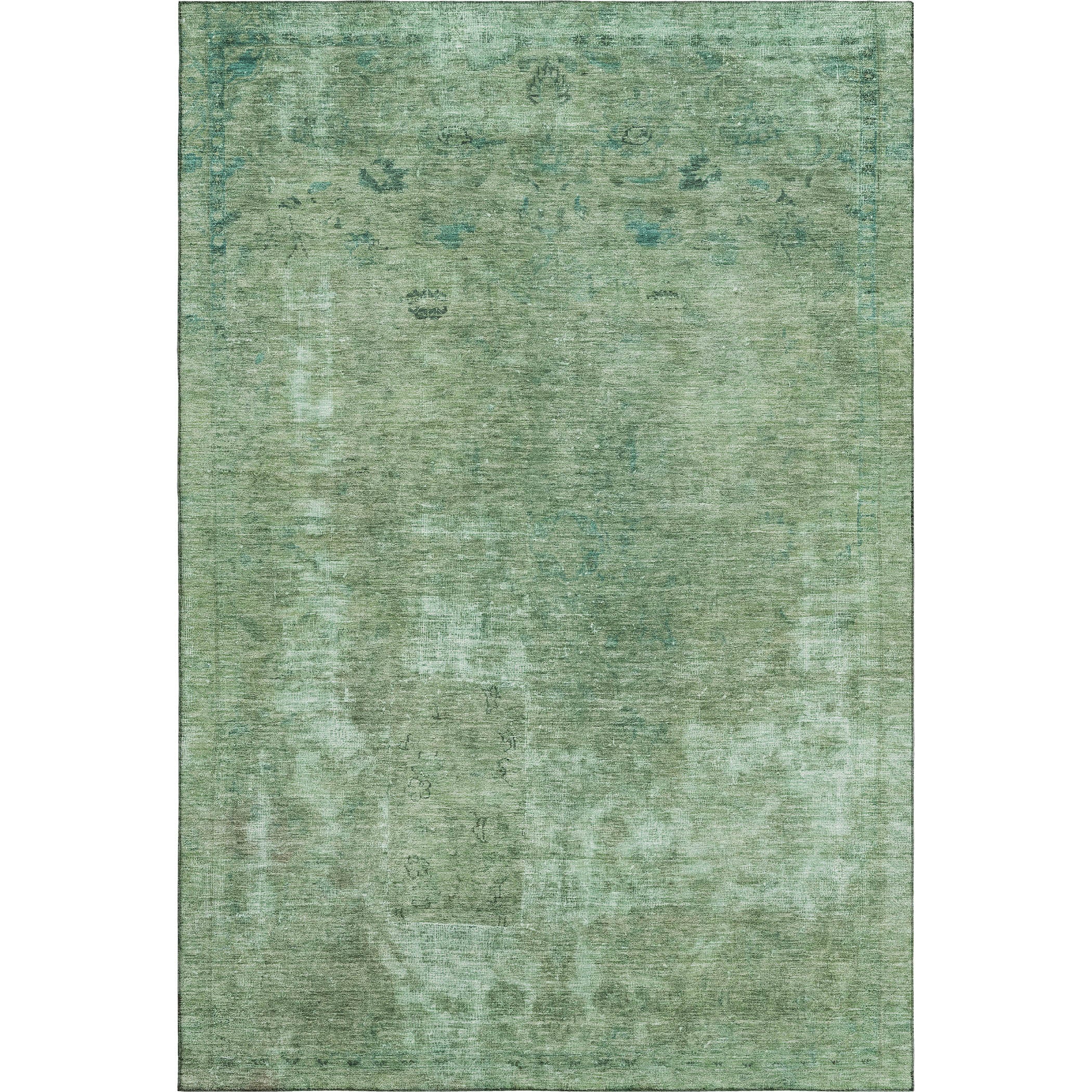 Dublin Machine Washable Traditional Sage Green Rug 2'6" x 3'10" #shape_Rectangle