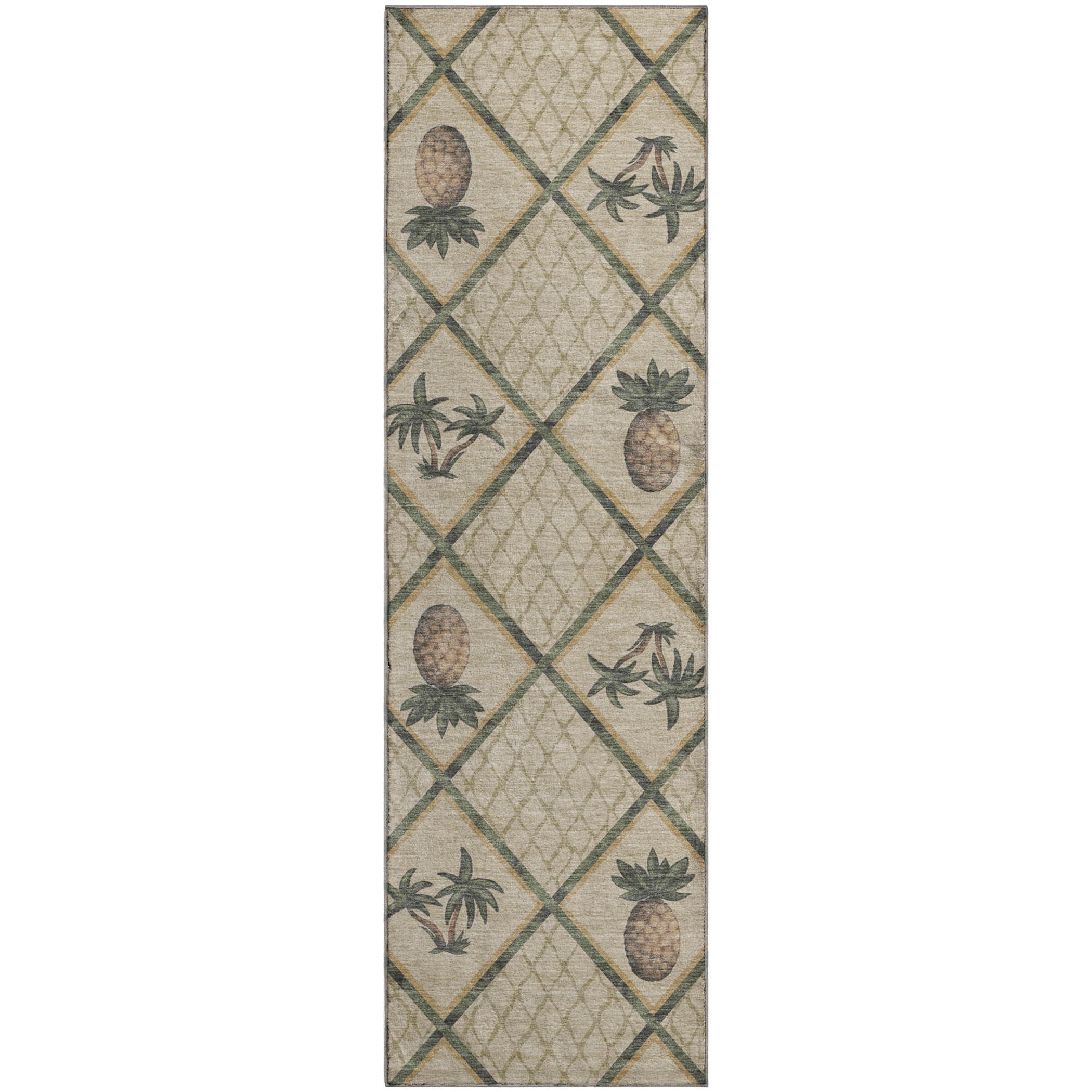 Valletta Machine Washable Kitchen Palm Beige Rug 2'3" x 7'6" #shape_Runner