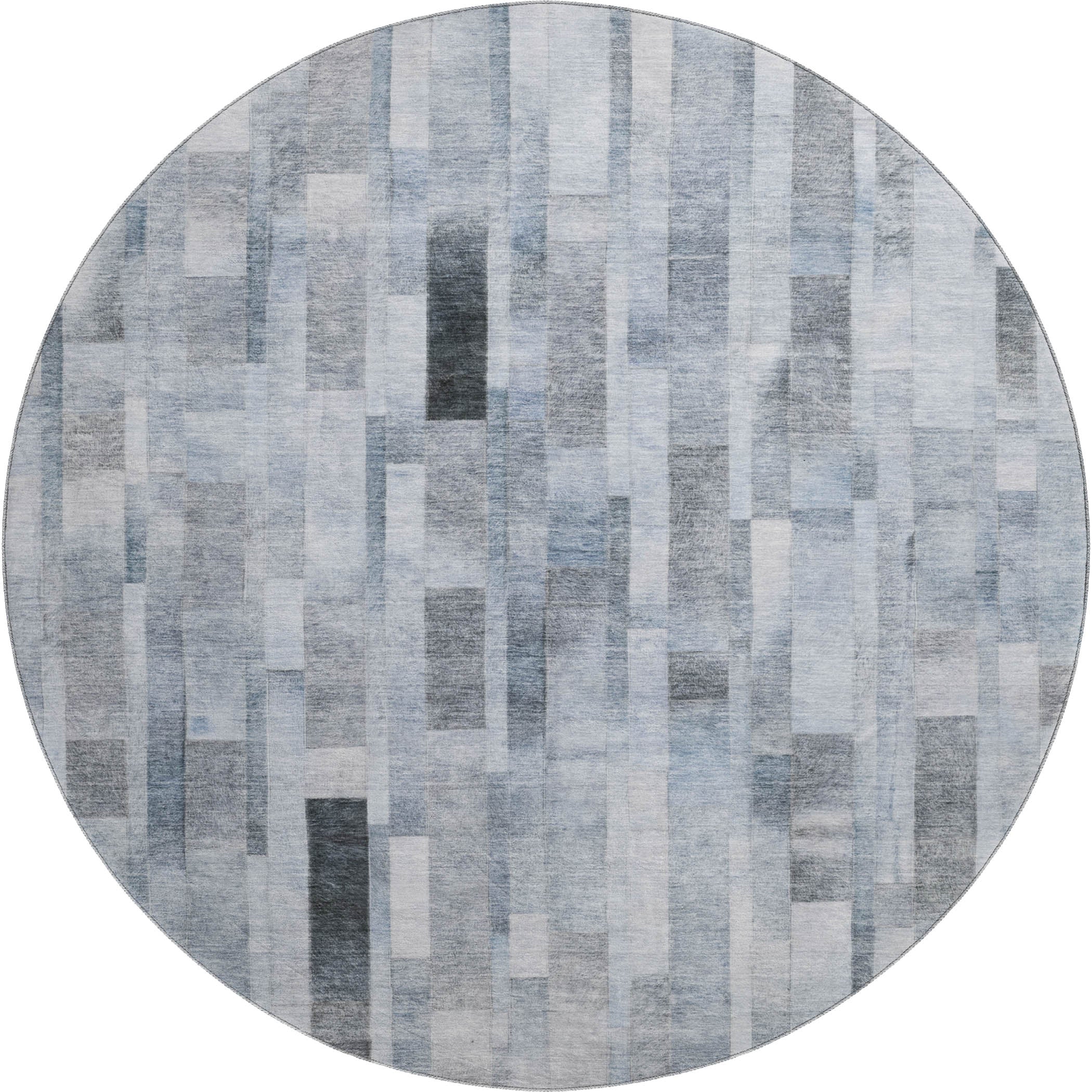 Siena Machine Washable Transitional Blue Rug 8' x 8' #shape_Round
