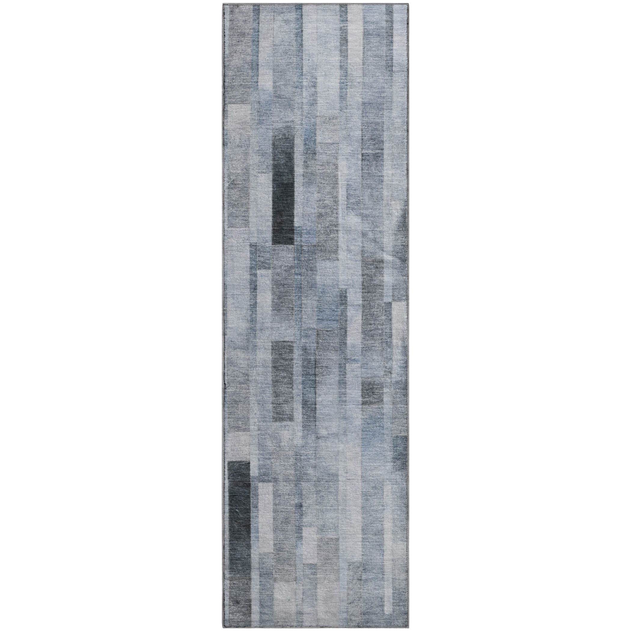 Siena Machine Washable Transitional Blue Rug 2'3" x 7'6" #shape_Runner