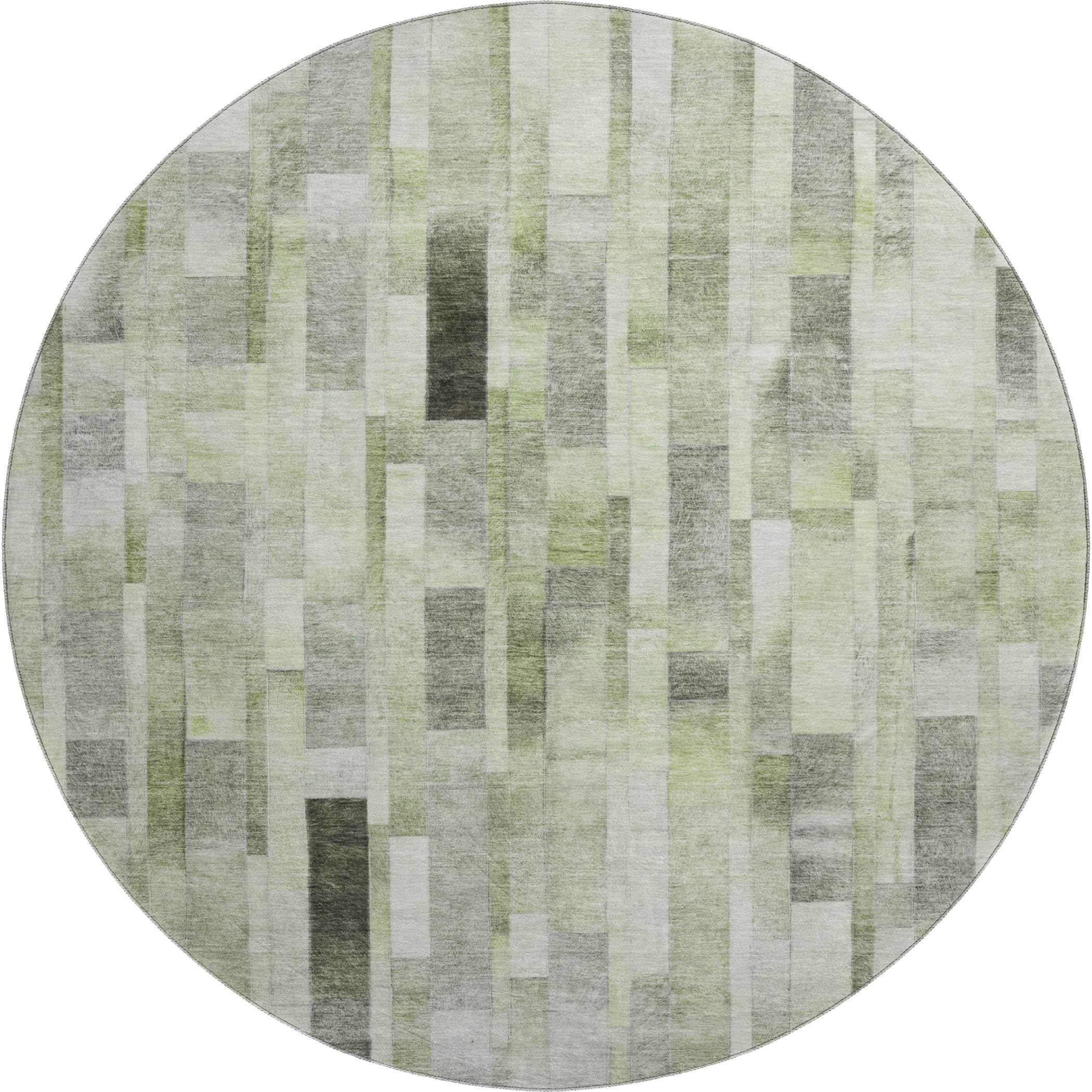 Siena Machine Washable Transitional Green Rug 8' x 8' #shape_Round