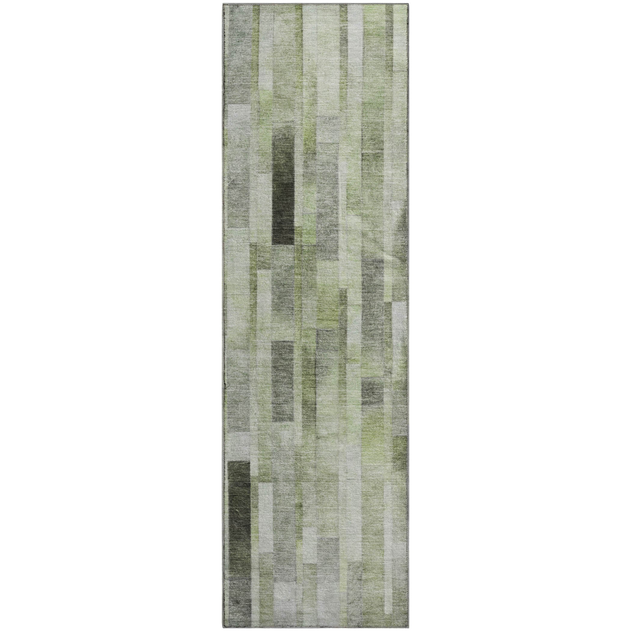 Siena Machine Washable Transitional Green Rug 2'3" x 7'6" #shape_Runner