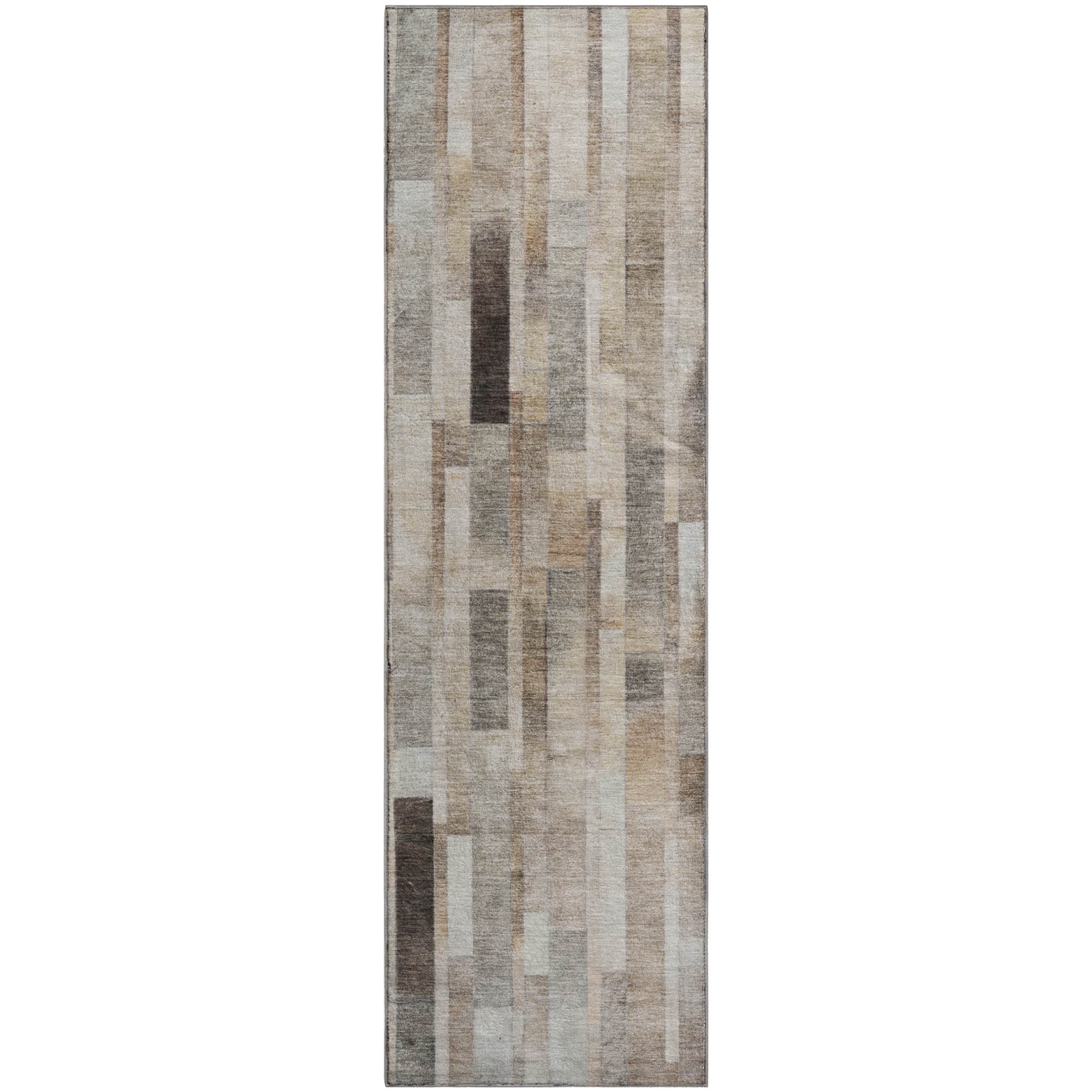 Siena Machine Washable Transitional Taupe Brown Rug 2'3" x 7'6" #shape_Runner