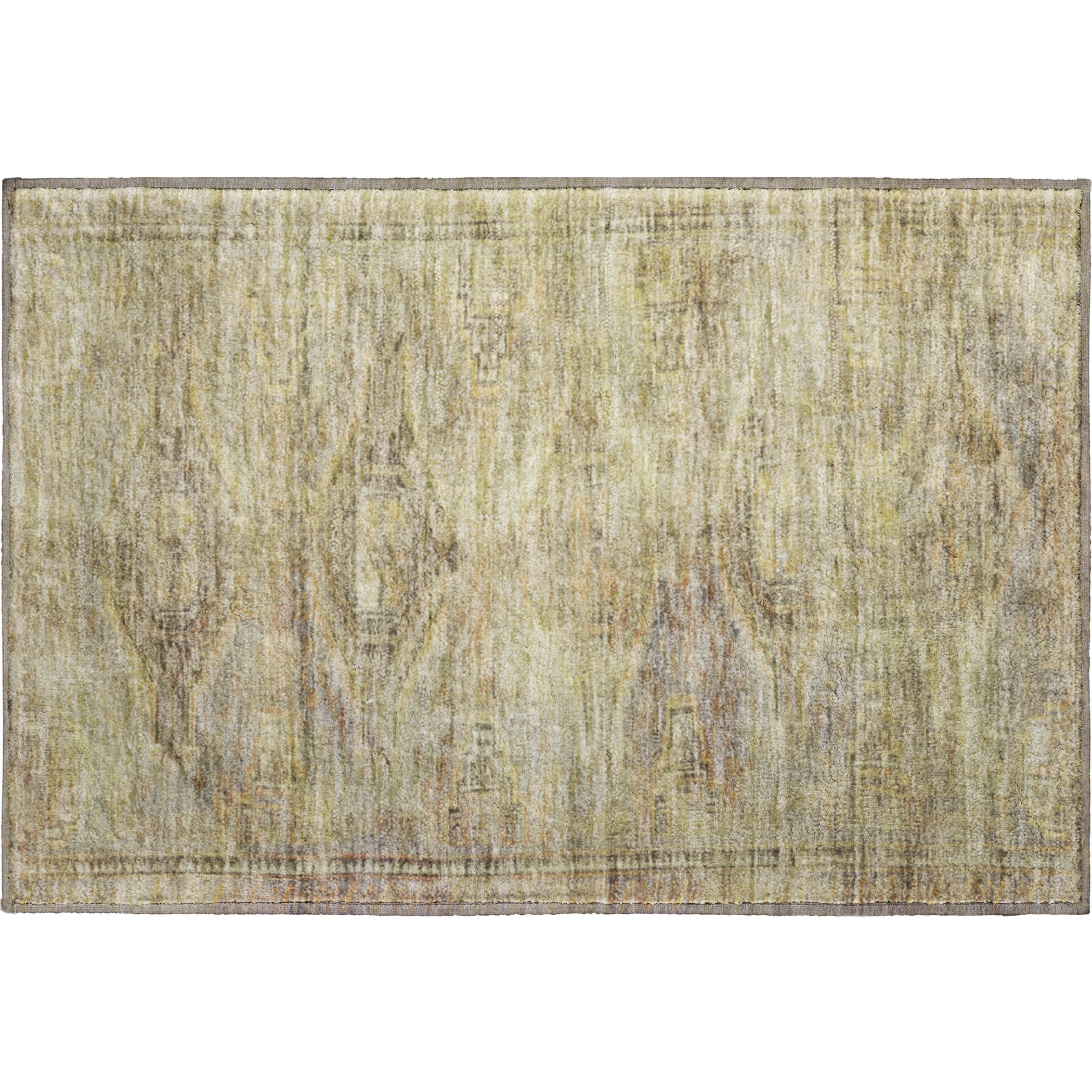 Santorini Machine Washable Traditional Aloe Green Rug 1'8" x 2'6" #shape_Rectangle