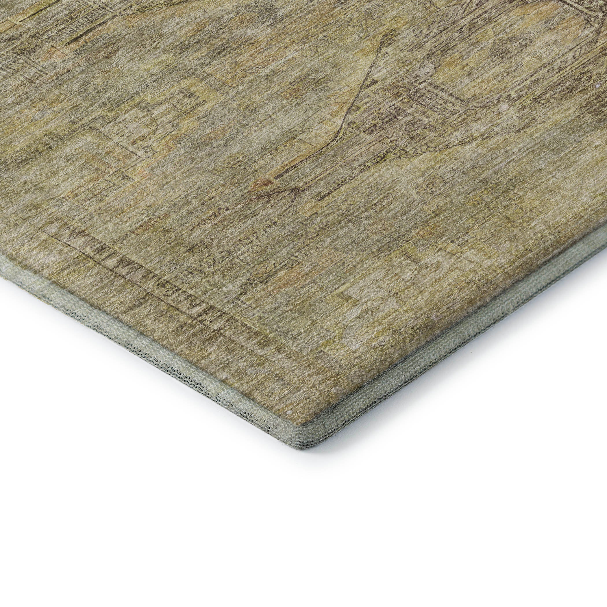 Santorini Machine Washable Traditional Aloe Green Rug 1'8" x 2'6" #shape_Rectangle