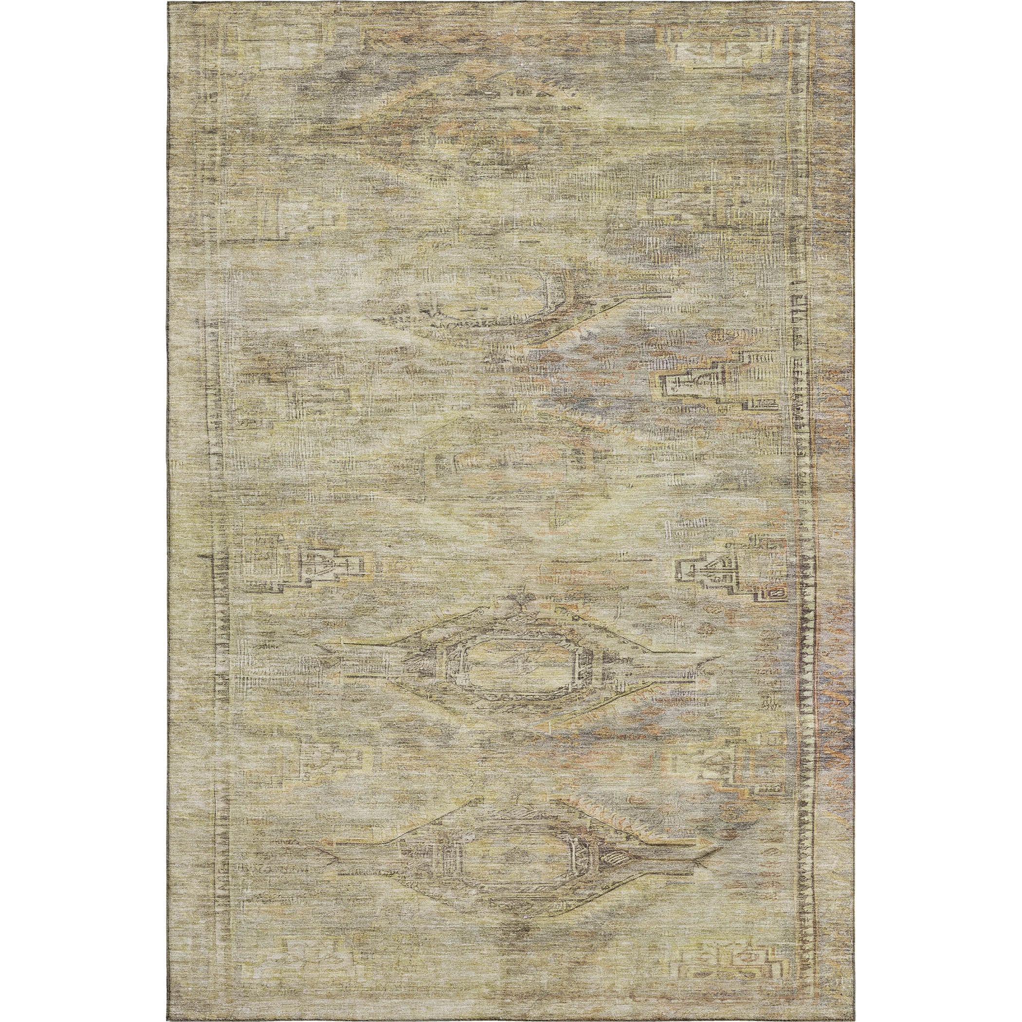 Santorini Machine Washable Traditional Aloe Green Rug 2'6" x 3'10" #shape_Rectangle
