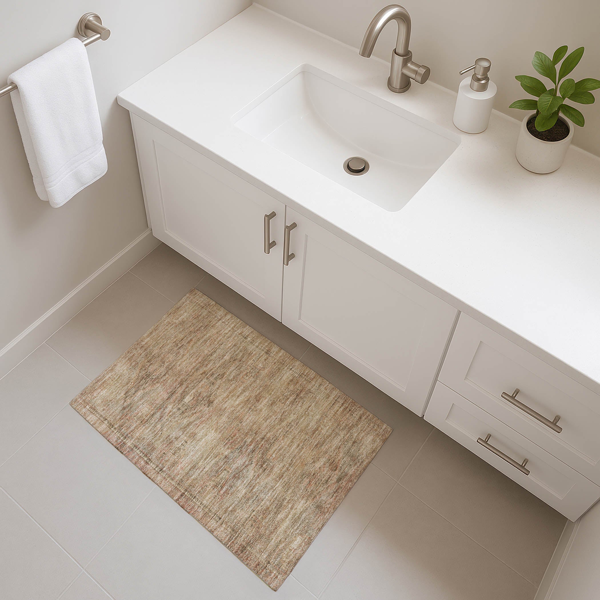 Santorini Machine Washable Traditional Beige Brown Rug 1'8" x 2'6" #shape_Rectangle