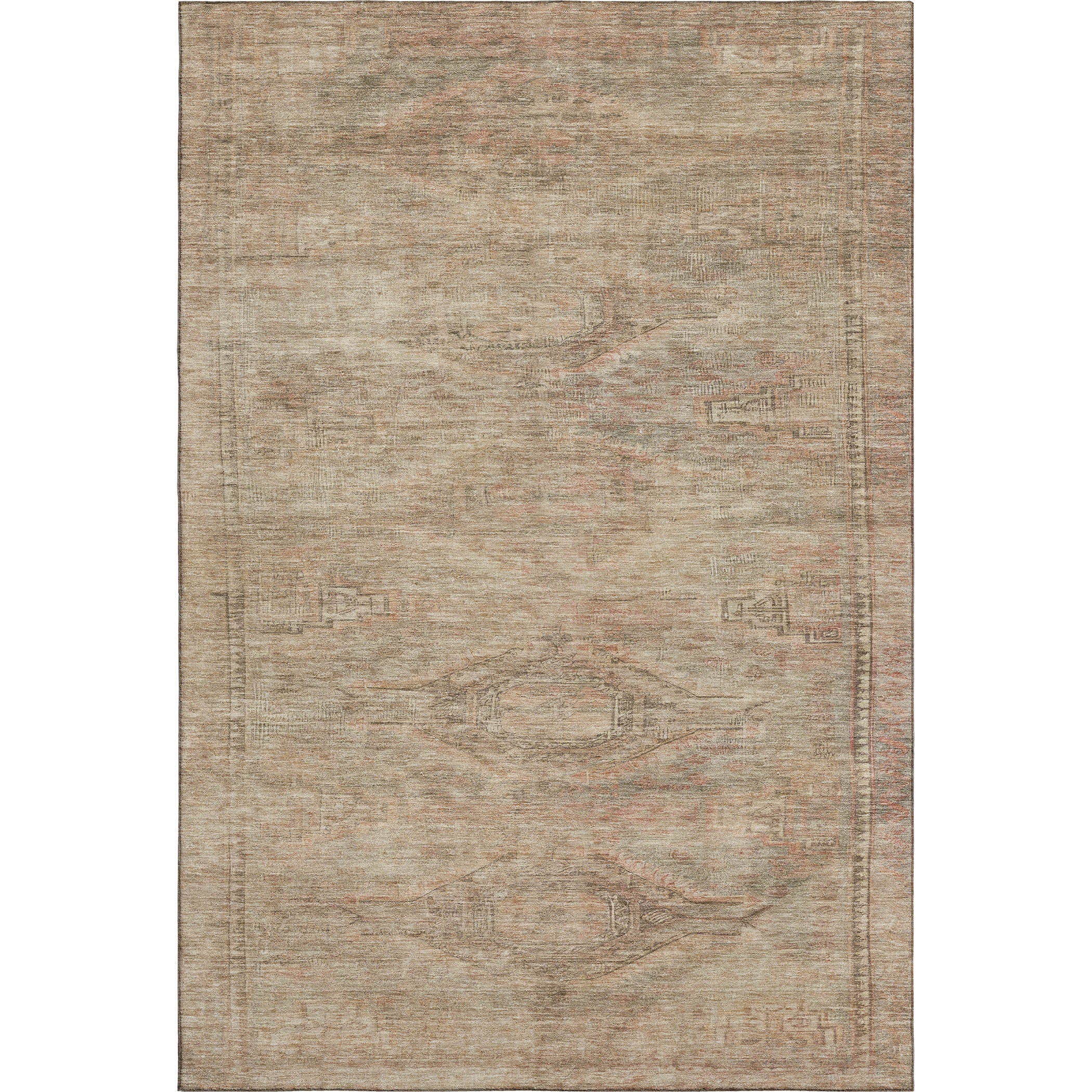 Santorini Machine Washable Traditional Beige Brown Rug 2'6" x 3'10" #shape_Rectangle