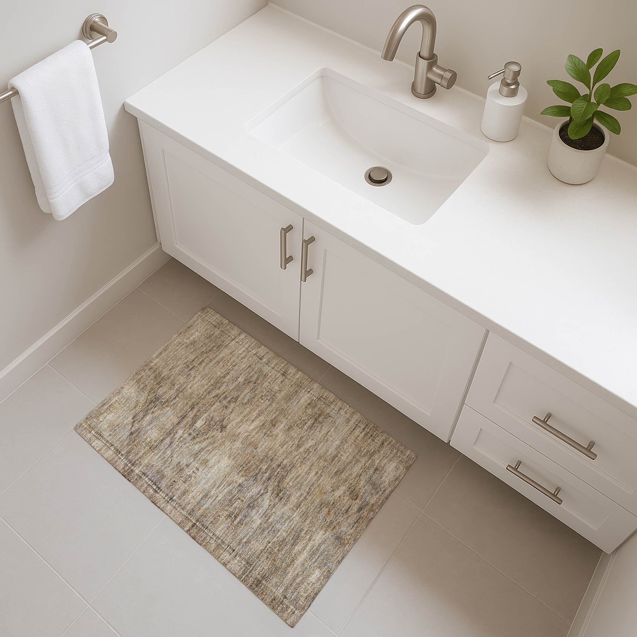 Santorini Machine Washable Traditional Brown Rug 1'8" x 2'6" #shape_Rectangle