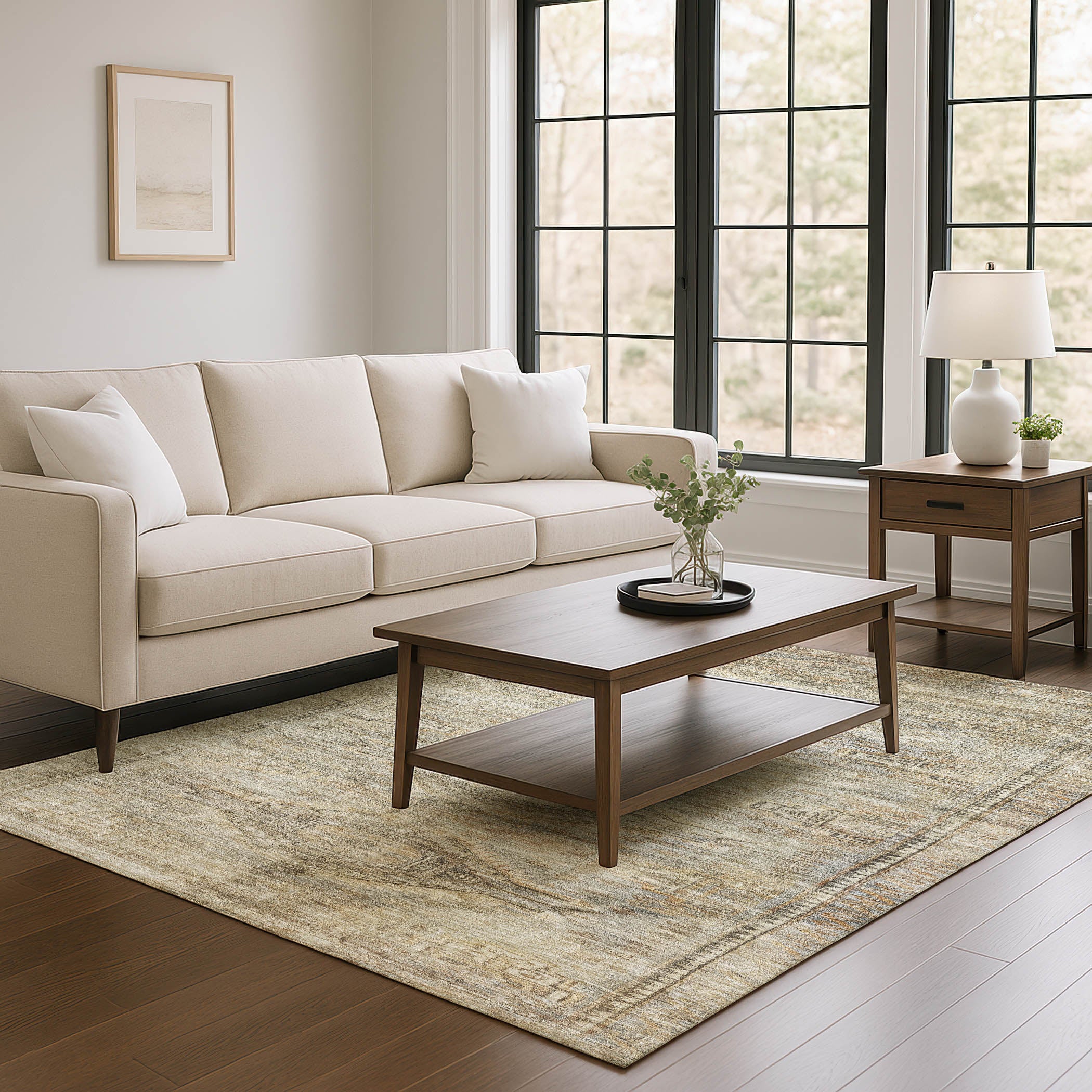Santorini Machine Washable Traditional Brown Rug 2'6" x 3'10" #shape_Rectangle
