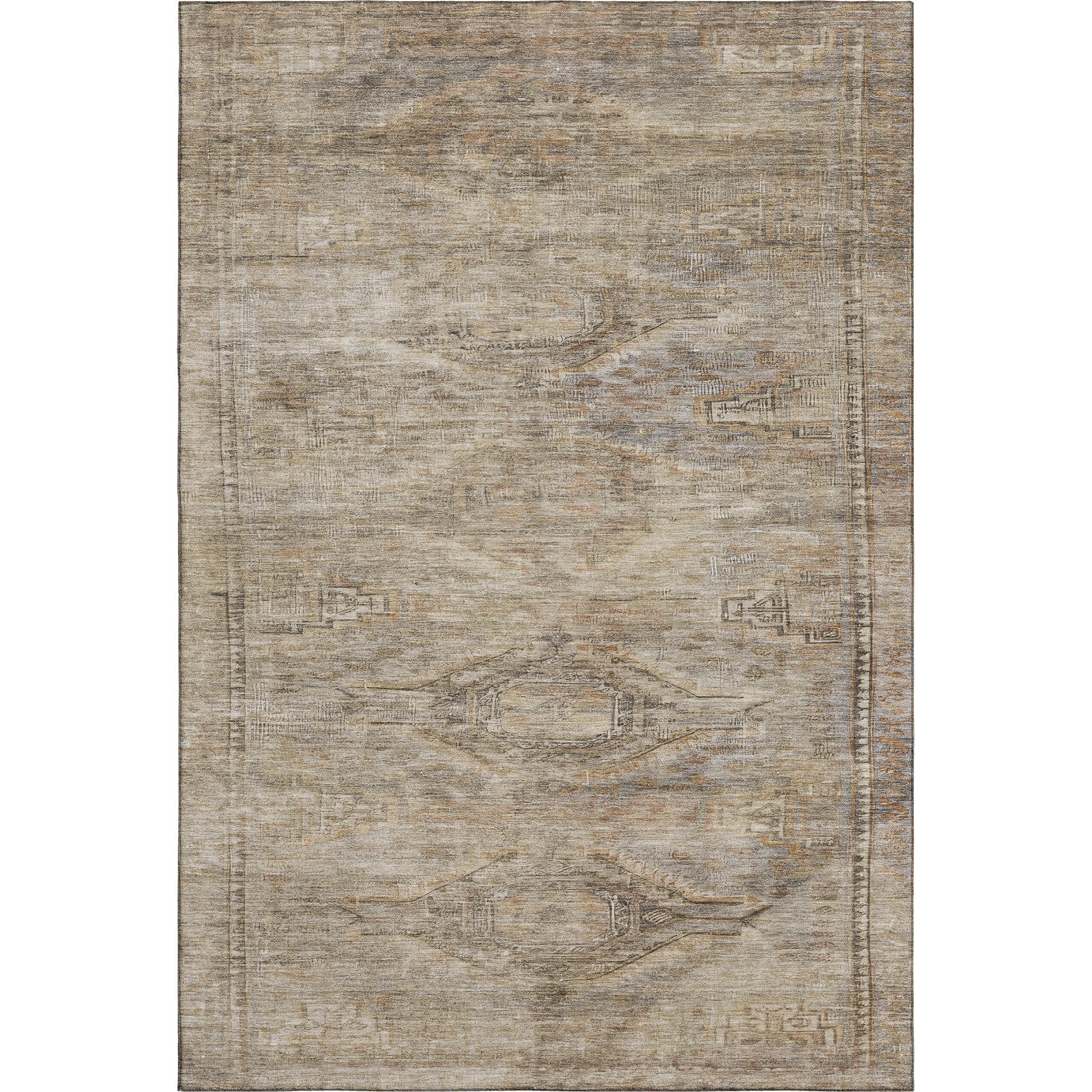 Santorini Machine Washable Traditional Brown Rug 2'6" x 3'10" #shape_Rectangle