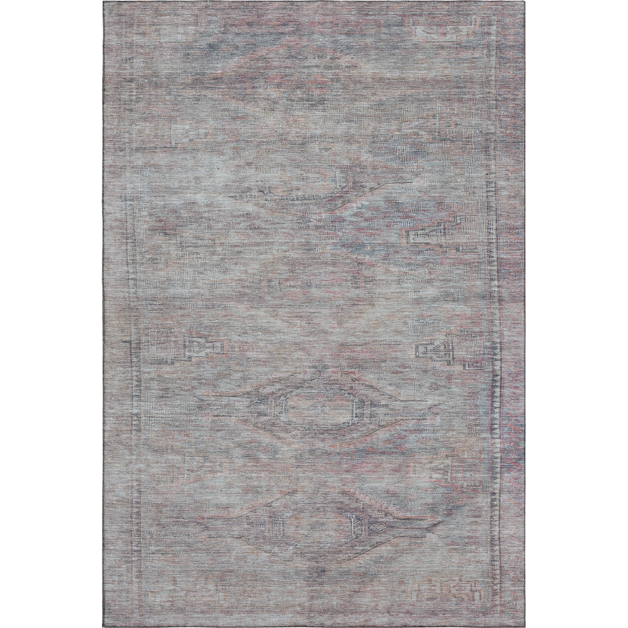 Santorini Machine Washable Traditional Pewter Gray Rug 2'6" x 3'10" #shape_Rectangle