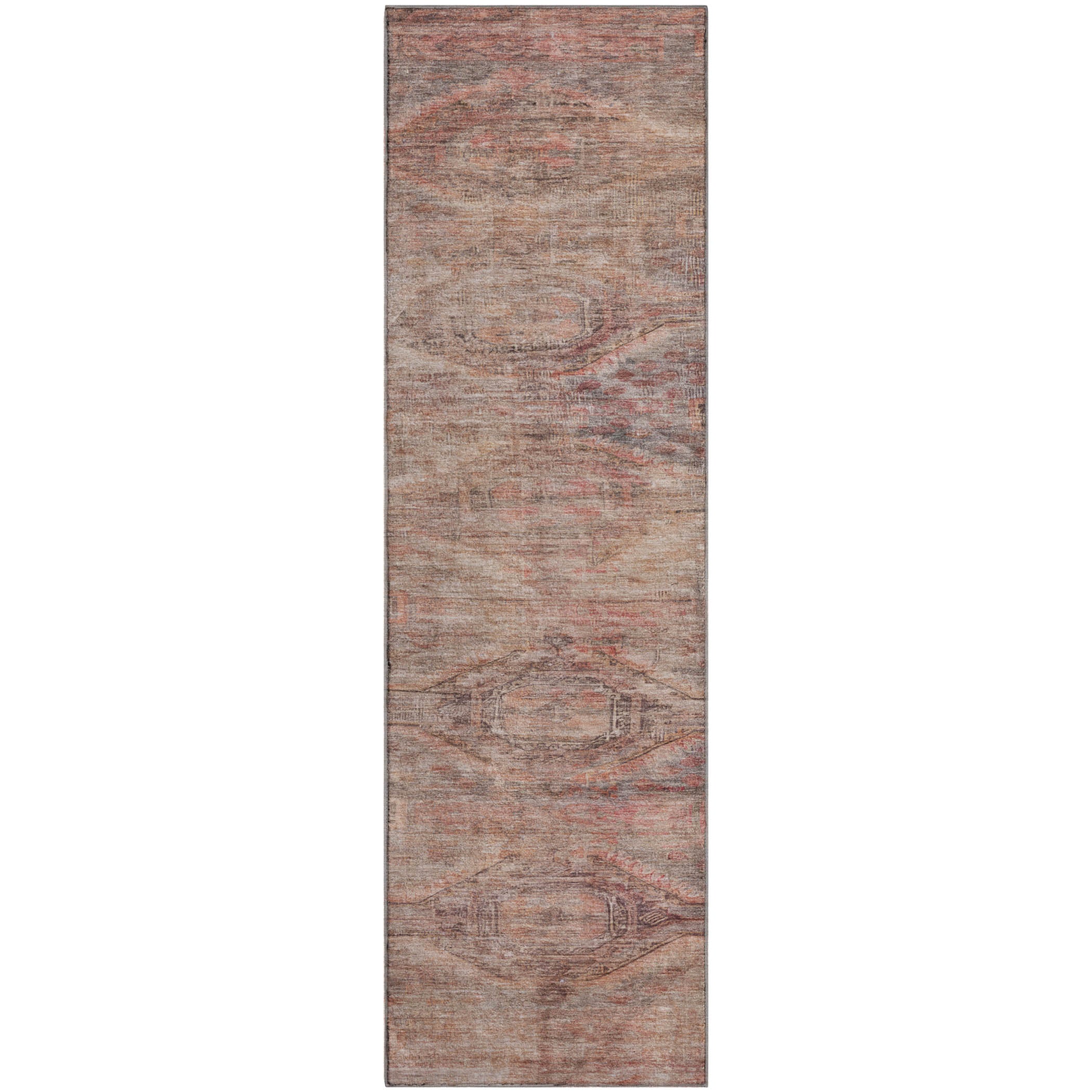 Santorini Machine Washable Traditional Salmon Orange Rug 2'3" x 7'6" #shape_Runner