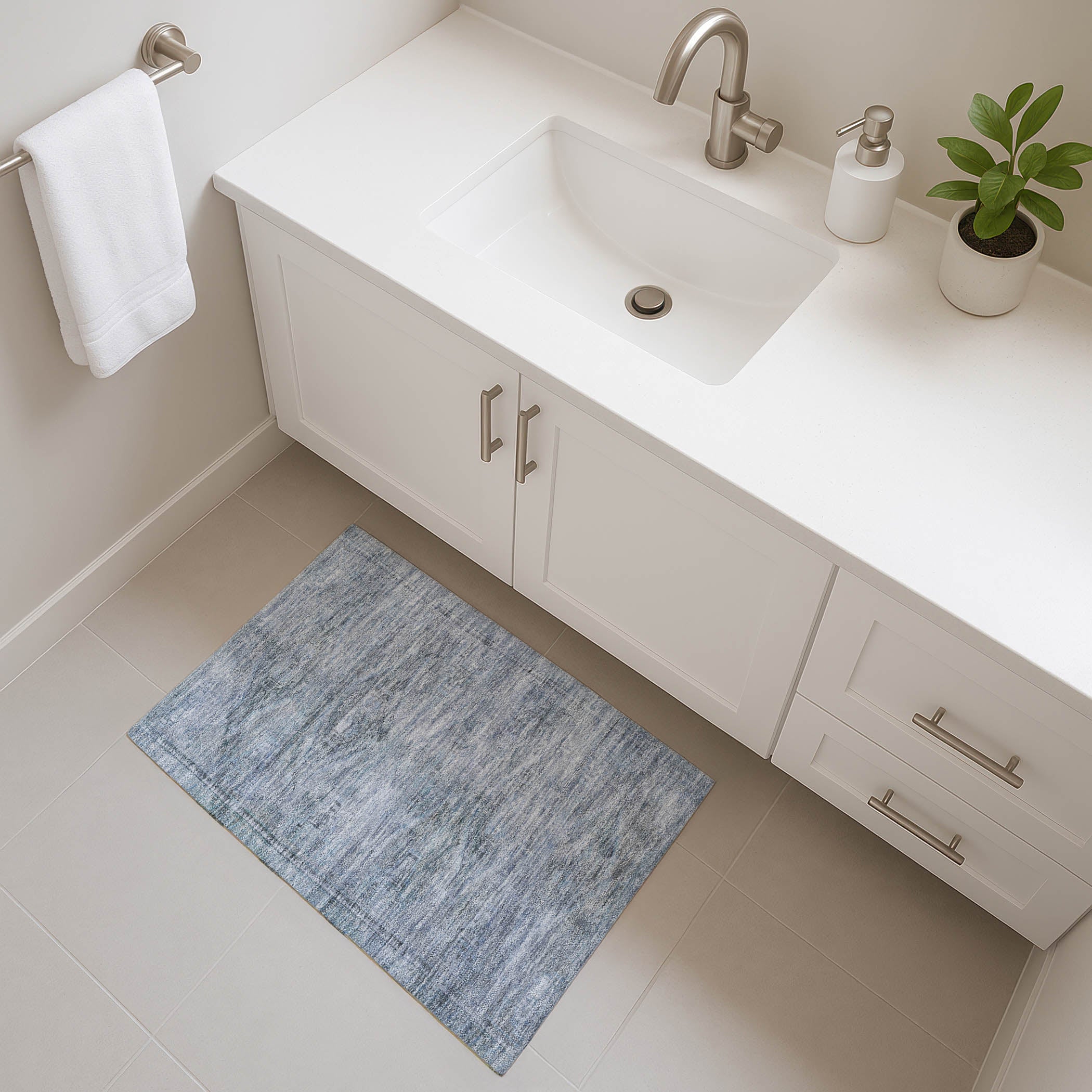 Santorini Machine Washable Traditional Sky Blue Rug 1'8" x 2'6" #shape_Rectangle