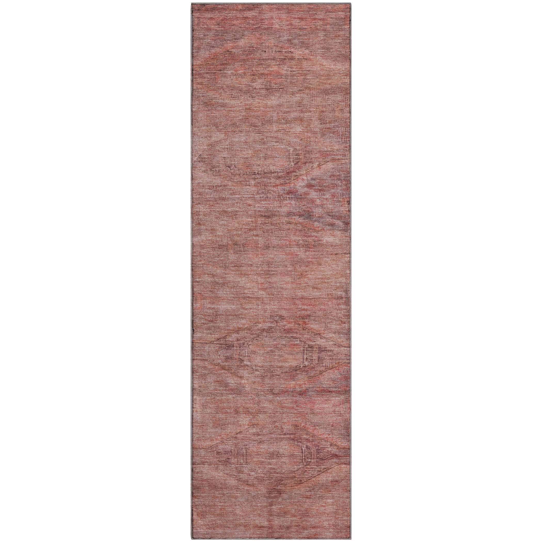 Santorini Machine Washable Traditional Terracotta Orange Rug 2'3" x 7'6" #shape_Runner