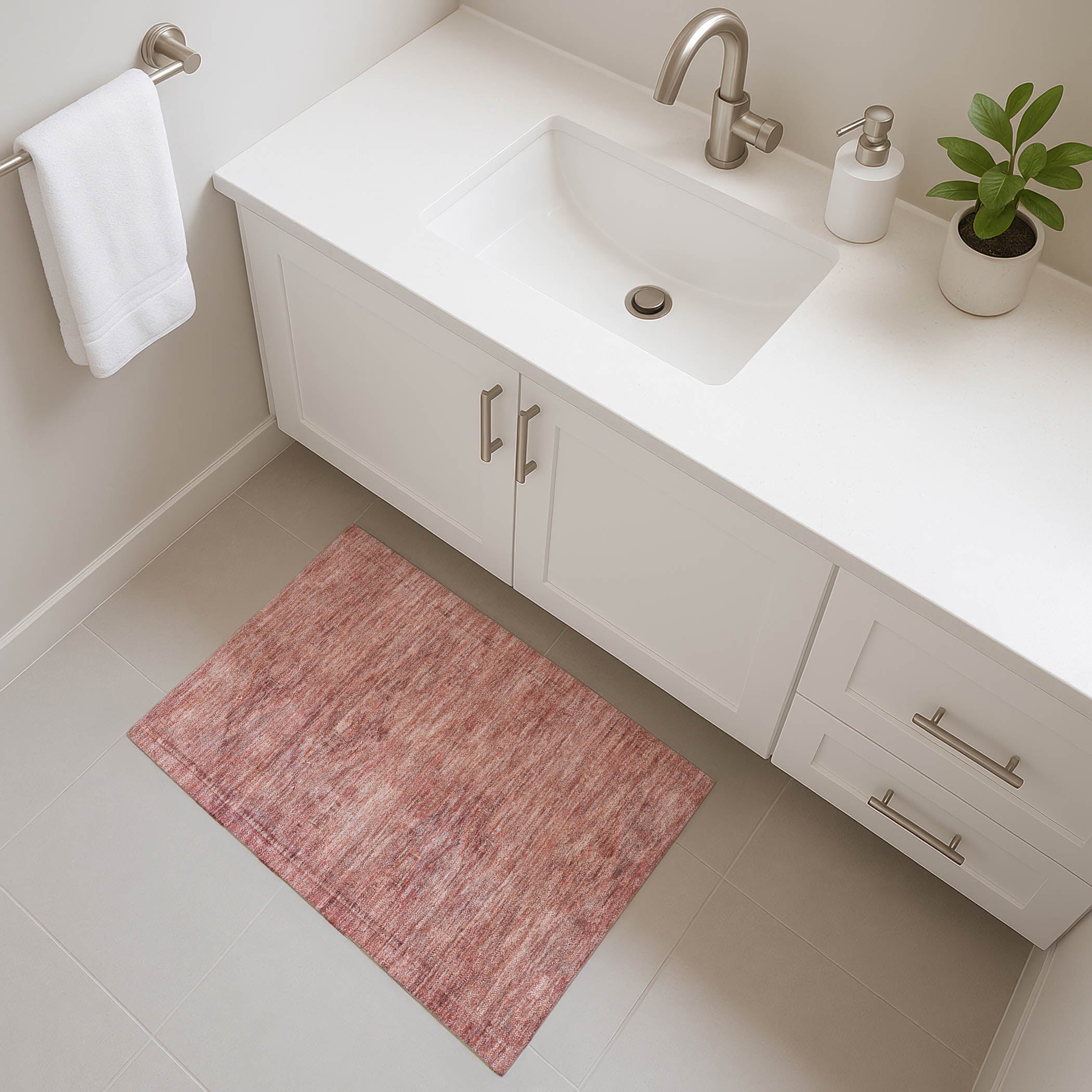 Santorini Machine Washable Traditional Terracotta Orange Rug 1'8" x 2'6" #shape_Rectangle