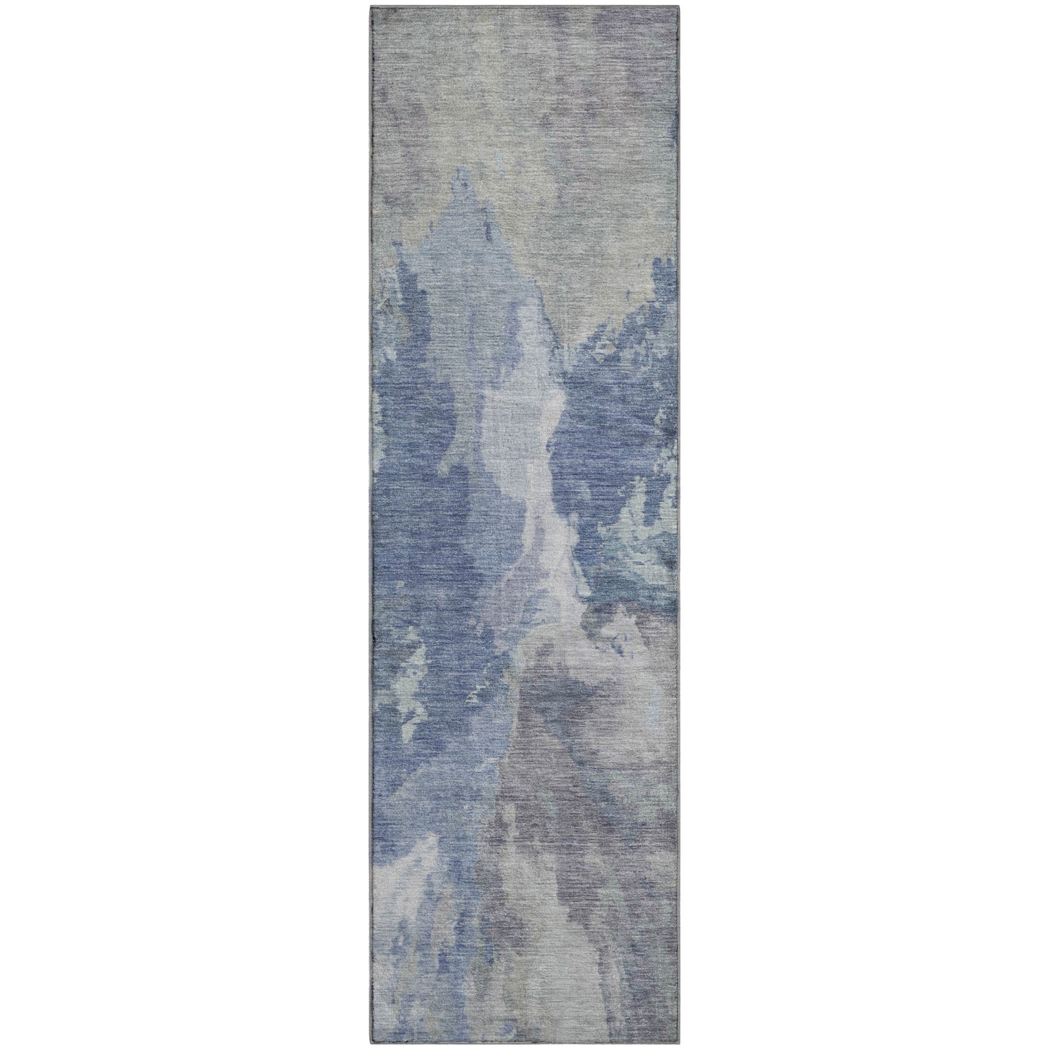Oaxaca Machine Washable Transitional Denim Blue Rug 2'3" x 7'6" #shape_Runner