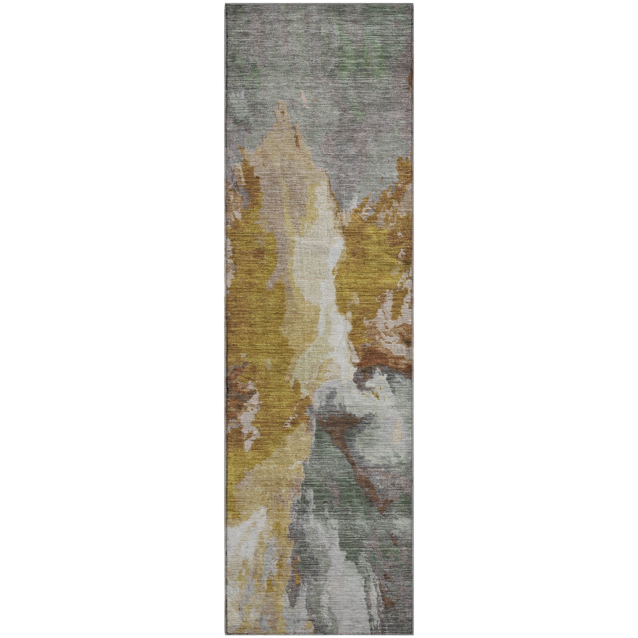 Oaxaca Machine Washable Transitional Gold Rug 2'3" x 7'6" #shape_Runner