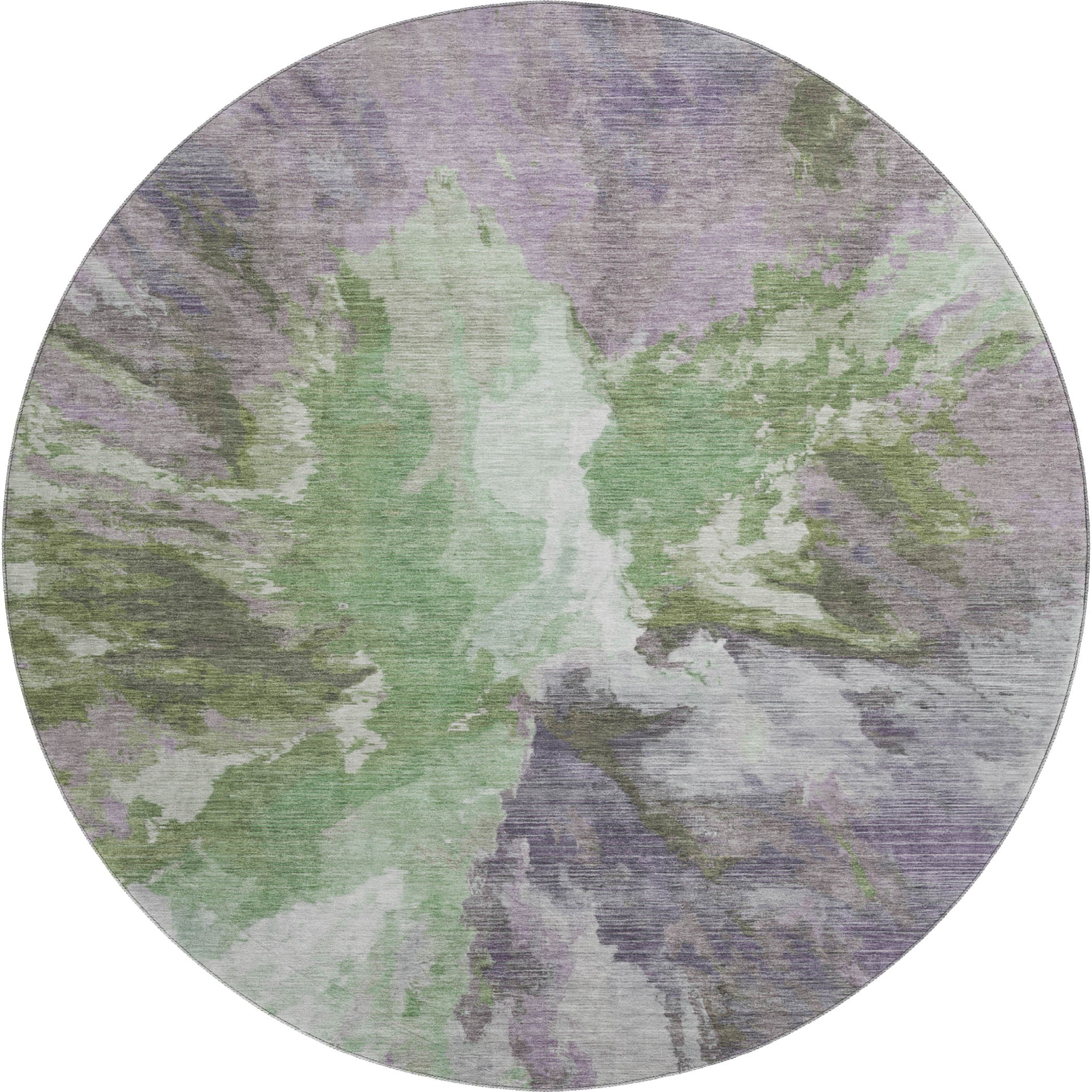 Oaxaca Machine Washable Transitional Green Rug 8' x 8' #shape_Round