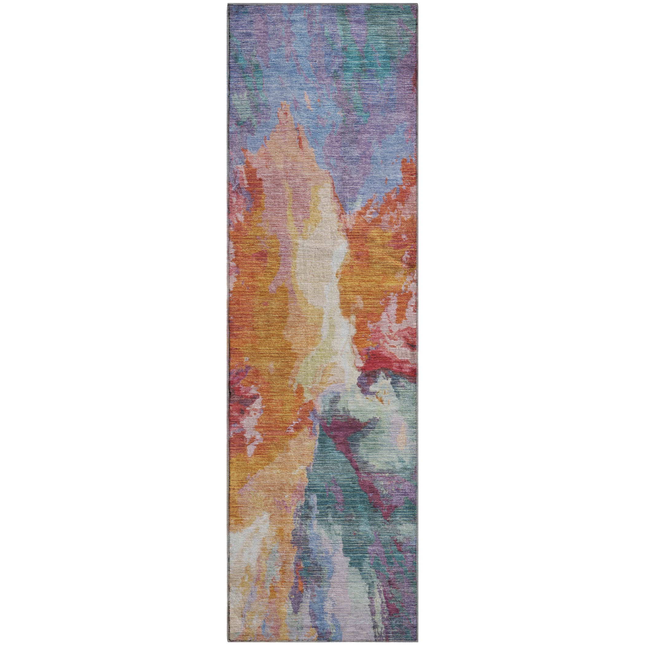 Oaxaca Machine Washable Transitional Orange Rug 2'3" x 7'6" #shape_Runner