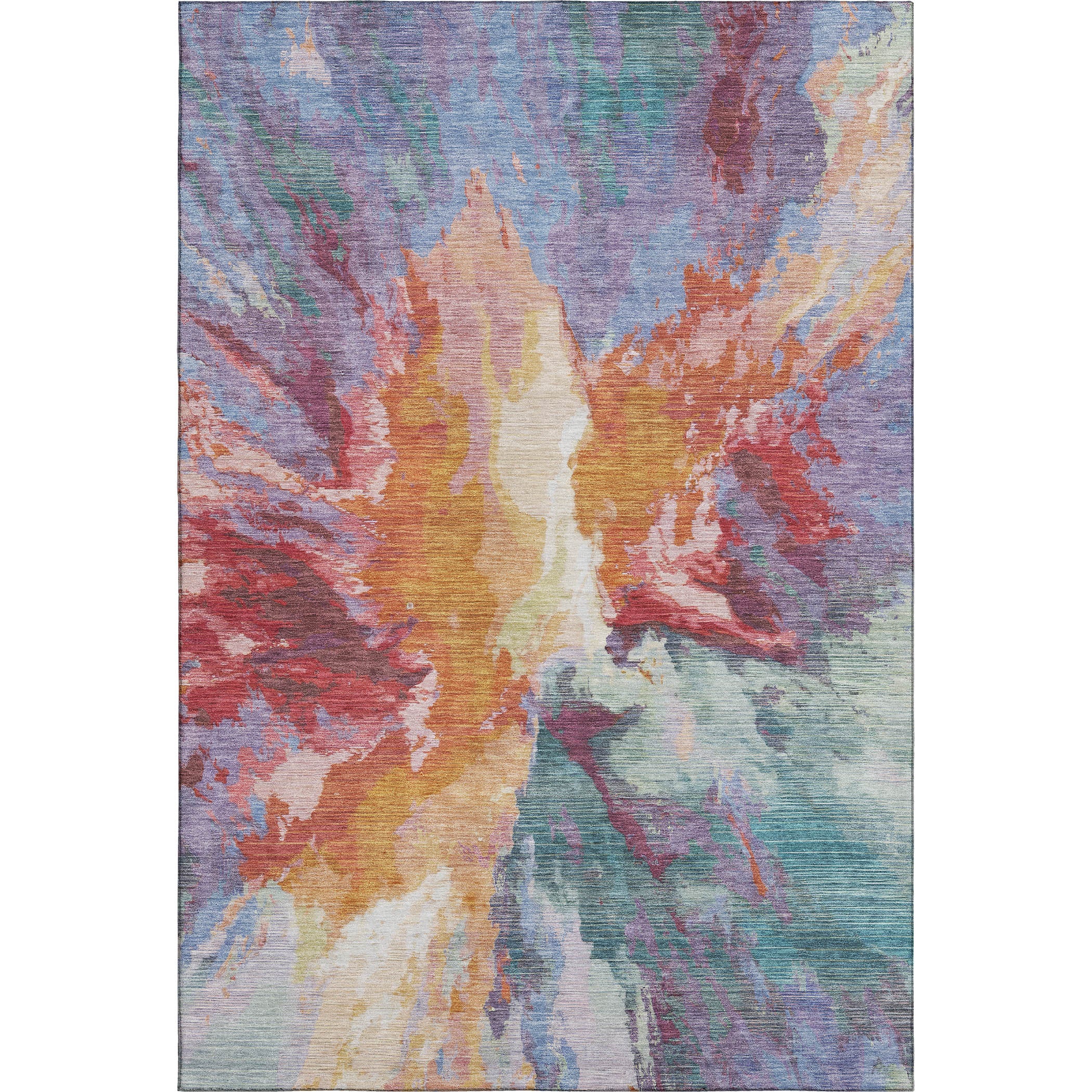 Oaxaca Machine Washable Transitional Orange Rug 2'6" x 3'10" #shape_Rectangle