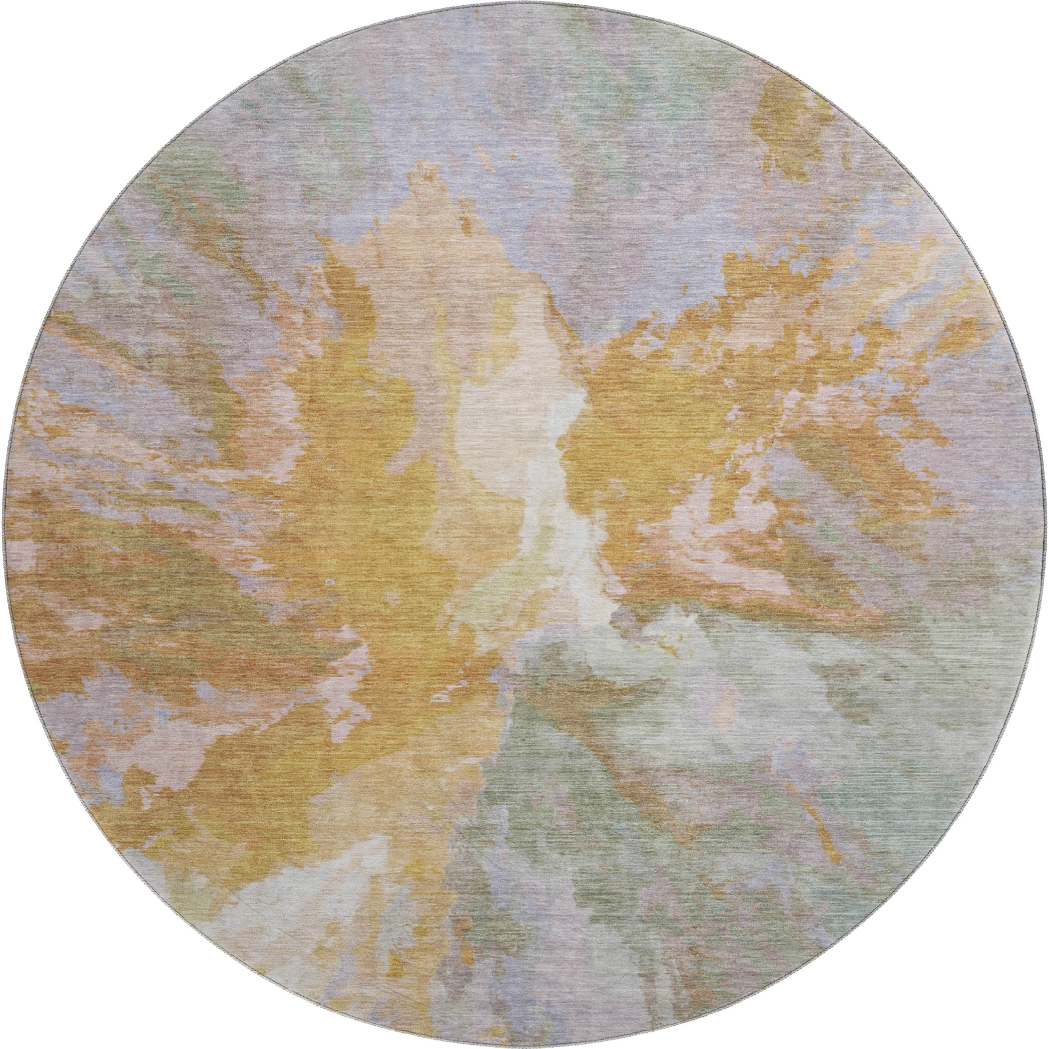 Oaxaca Machine Washable Transitional Rust Orange Rug 8' x 8' #shape_Round