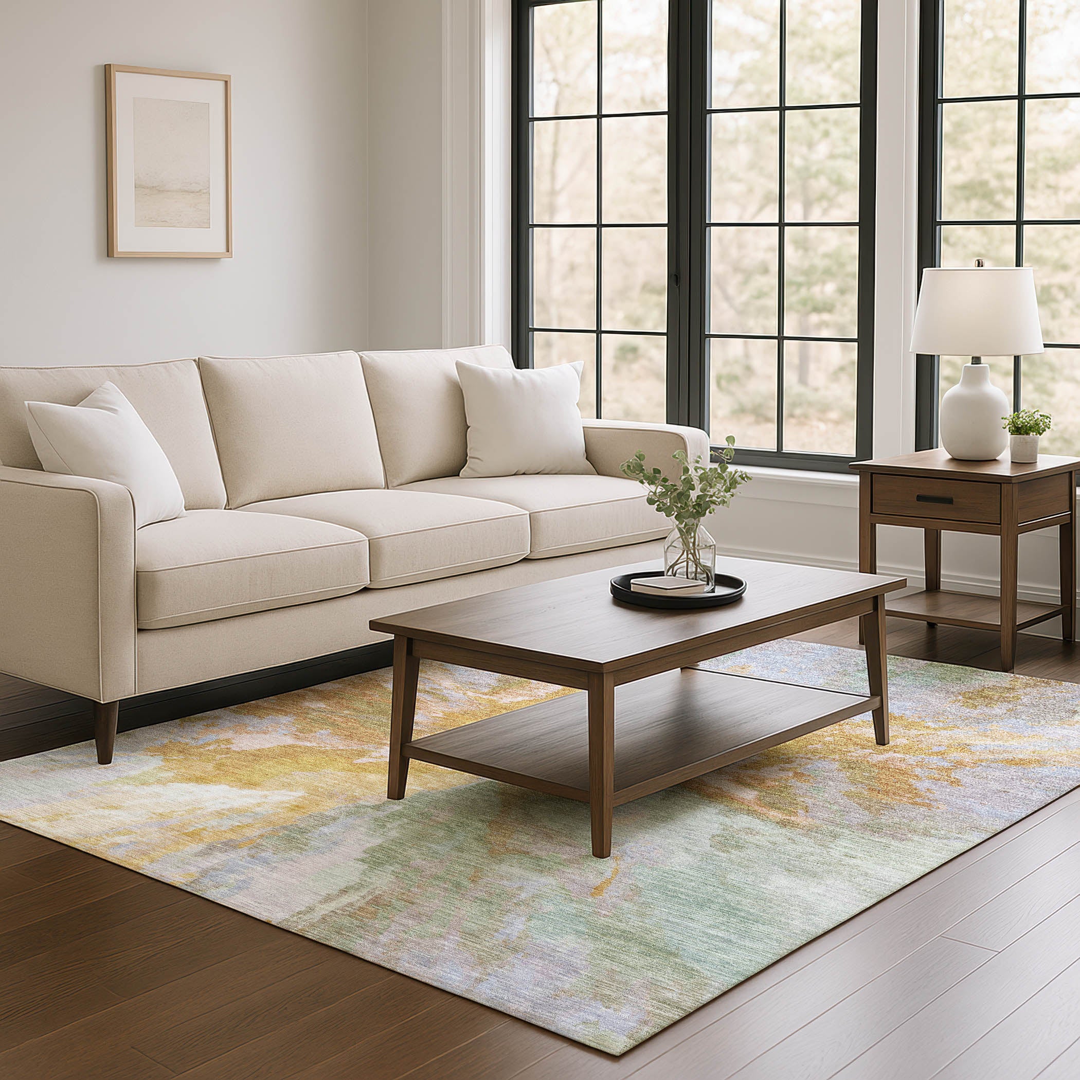 Oaxaca Machine Washable Transitional Rust Orange Rug 2'6" x 3'10" #shape_Rectangle