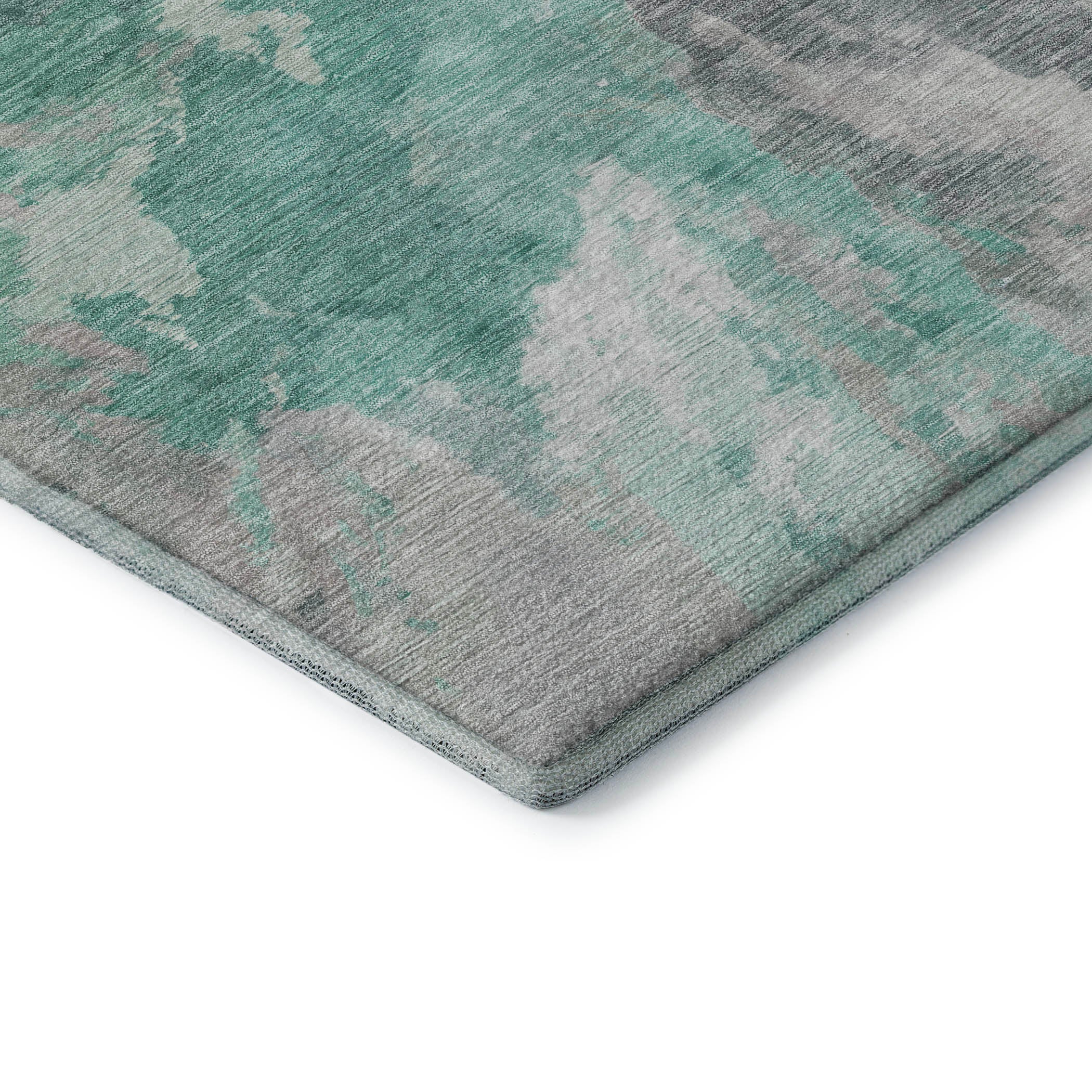 Oaxaca Machine Washable Transitional Teal Rug 1'8" x 2'6" #shape_Rectangle