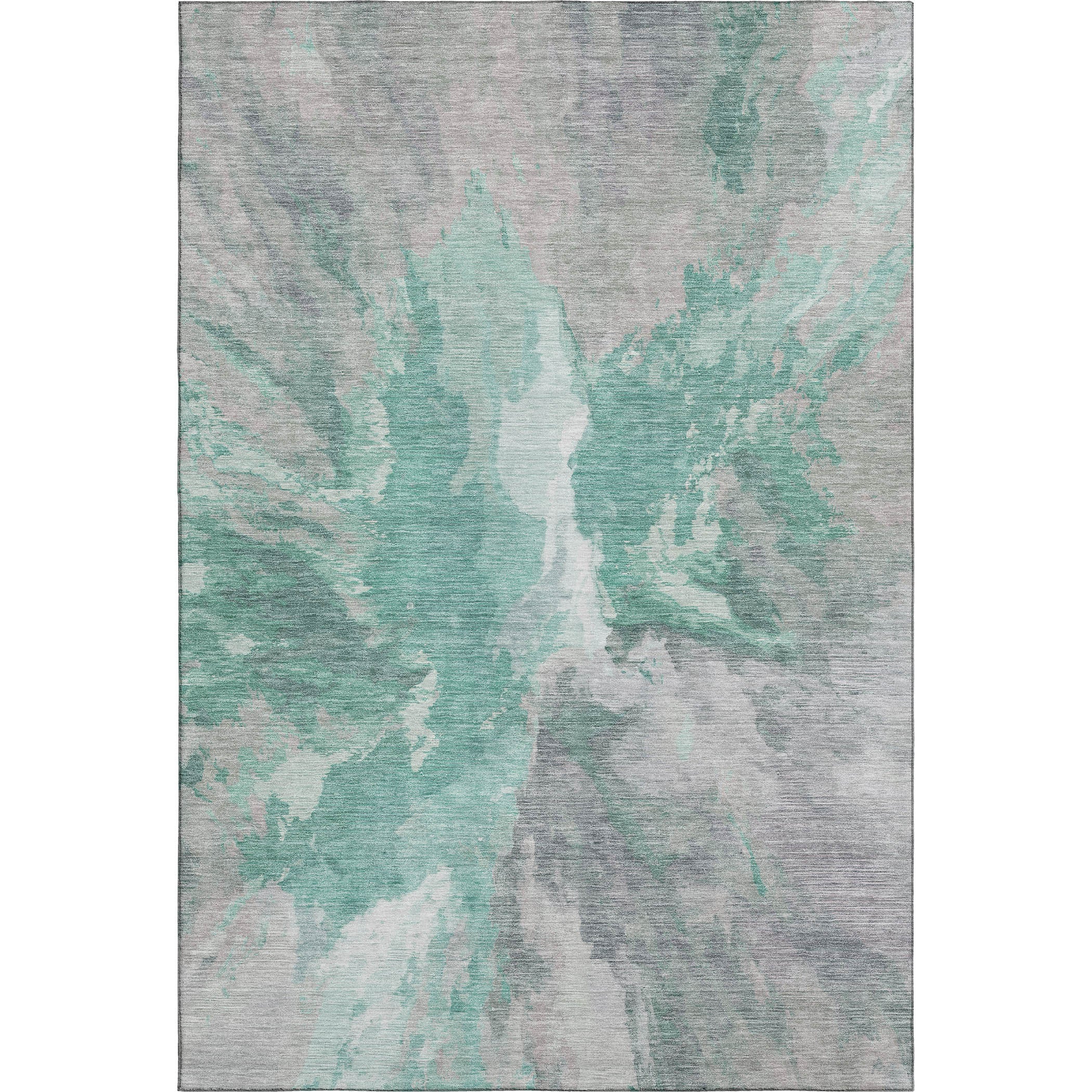 Oaxaca Machine Washable Transitional Teal Rug 2'6" x 3'10" #shape_Rectangle
