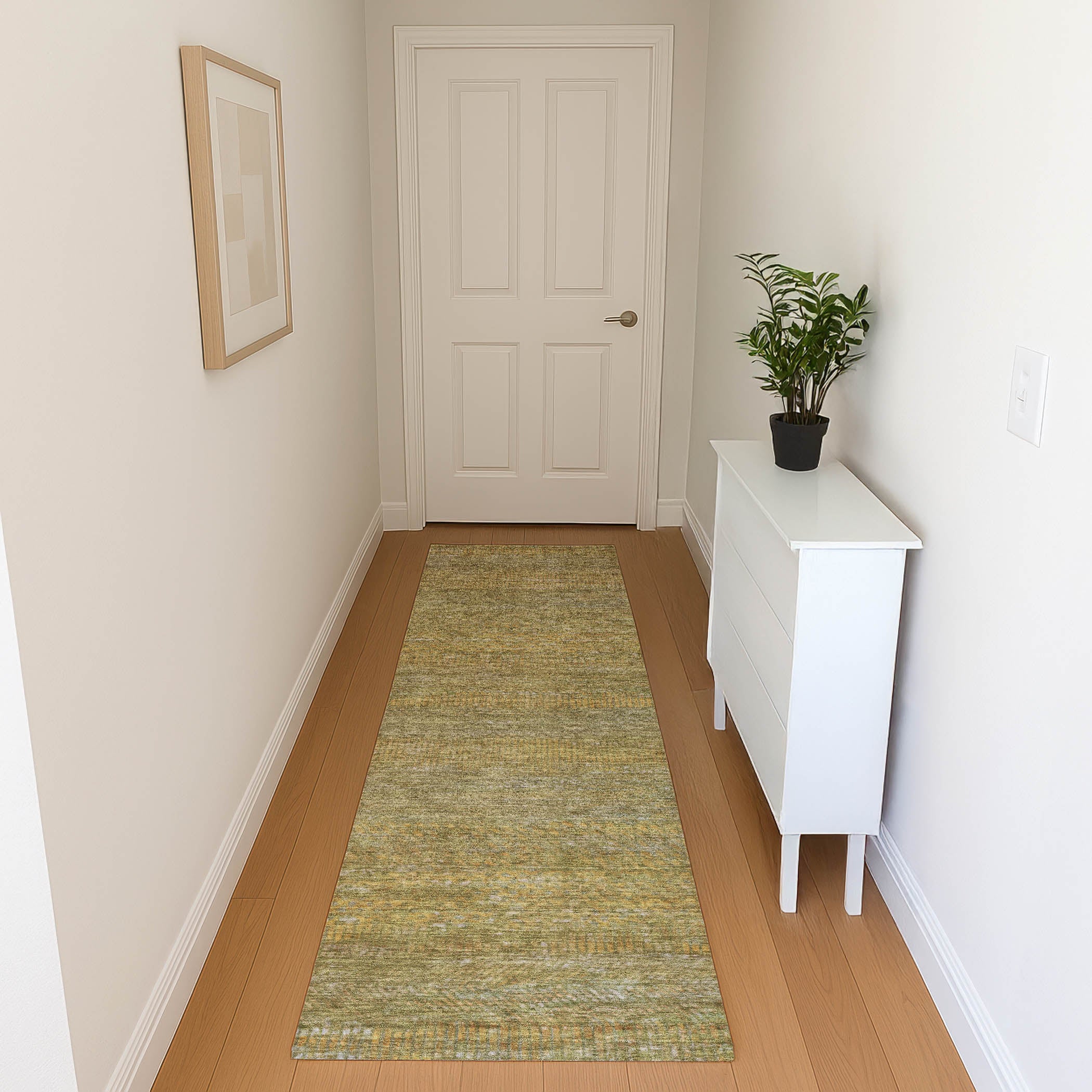 Nairobi Machine Washable Transitional Sage Green Rug 2'3" x 7'6" #shape_Runner