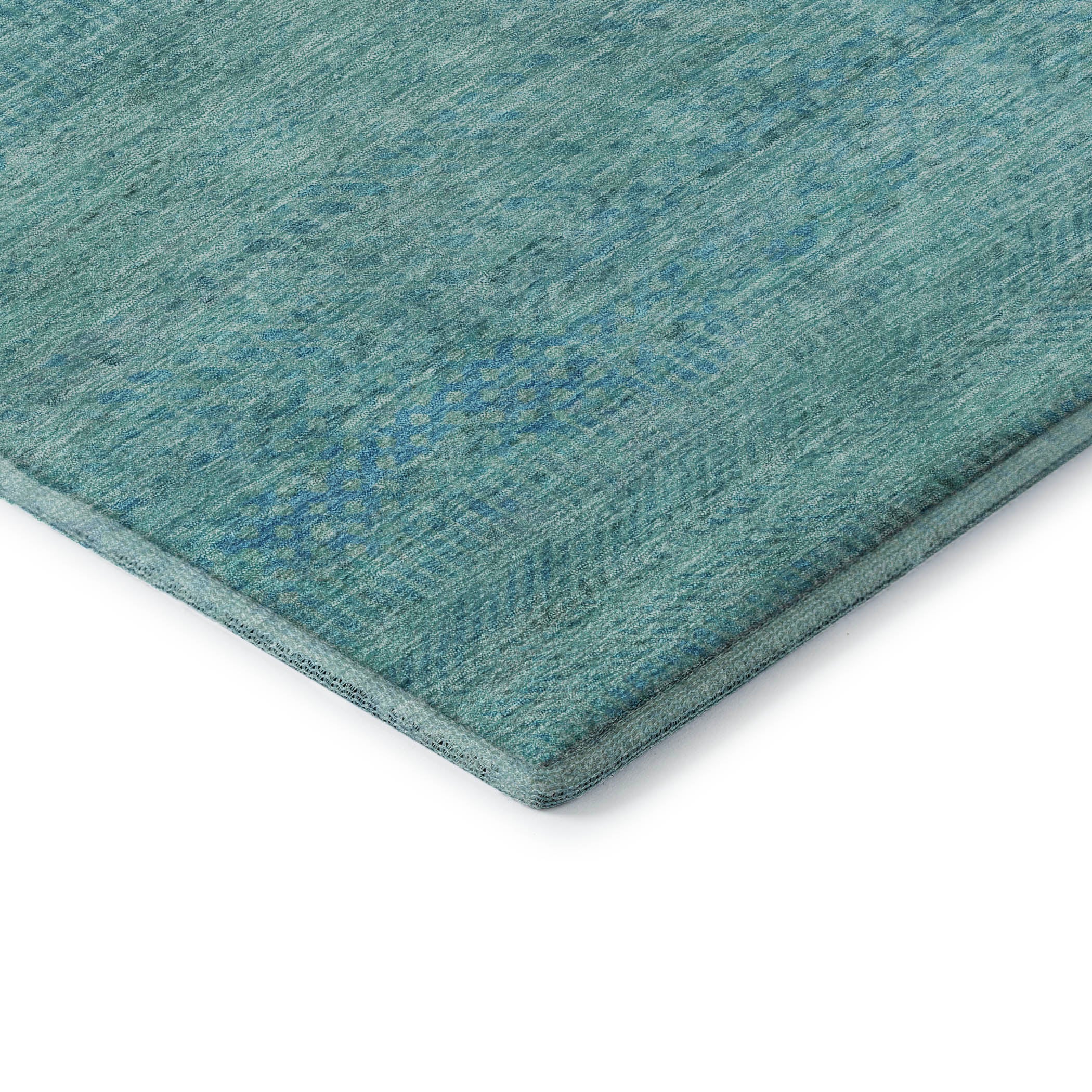 Kyoto Machine Washable Transitional Aqua Teal Rug 1'8" x 2'6" #shape_Rectangle