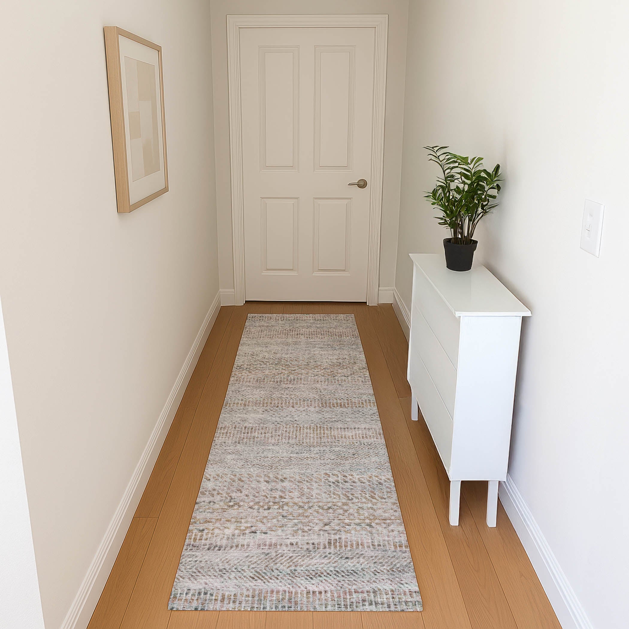 Kyoto Machine Washable Transitional Linen Ivory Rug 2'3" x 7'6" #shape_Runner