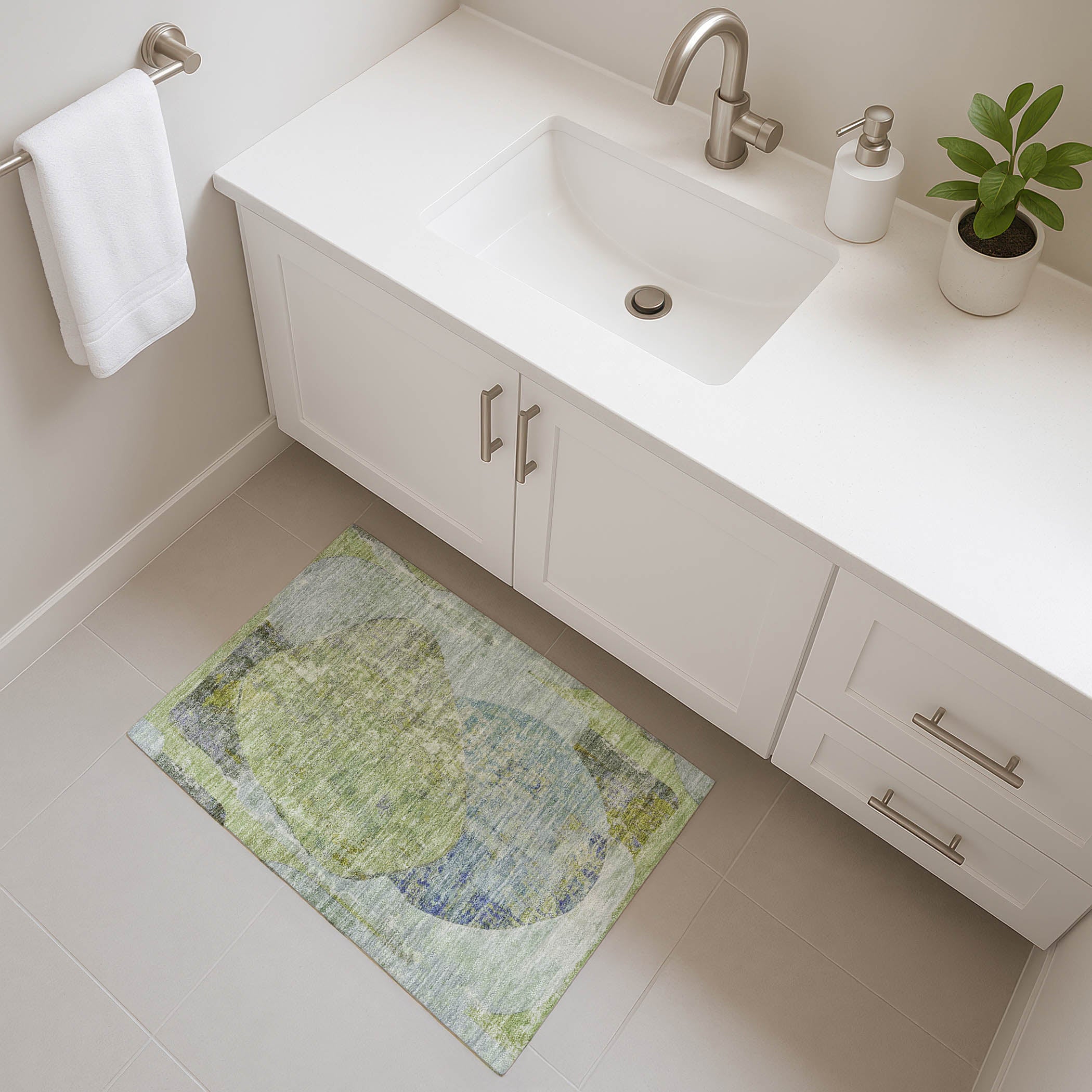 Jaipur Machine Washable Transitional Green Rug 1'8" x 2'6" #shape_Rectangle