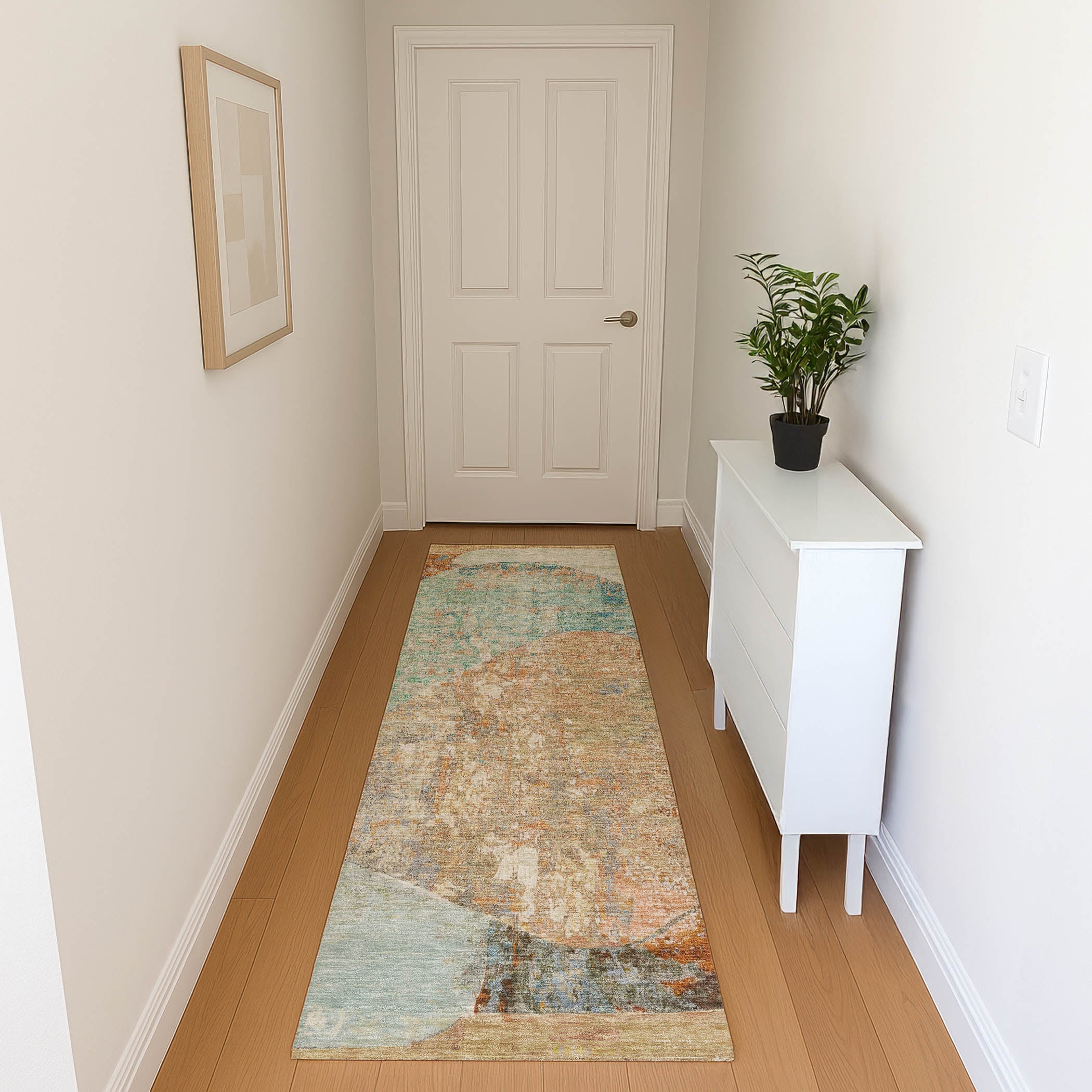 Jaipur Machine Washable Transitional Teal Rug 2'3" x 7'6" #shape_Runner