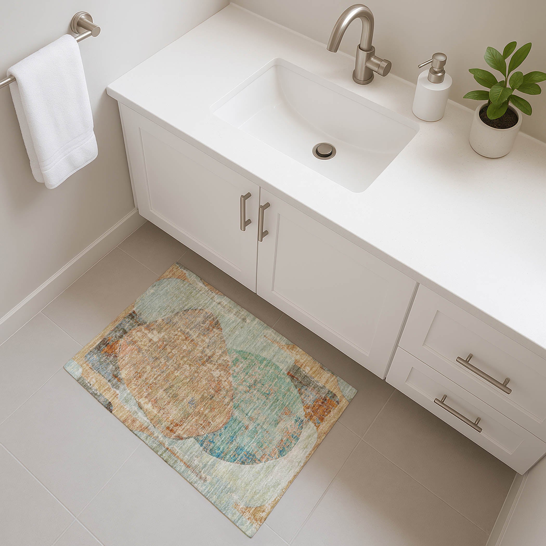 Jaipur Machine Washable Transitional Teal Rug 1'8" x 2'6" #shape_Rectangle