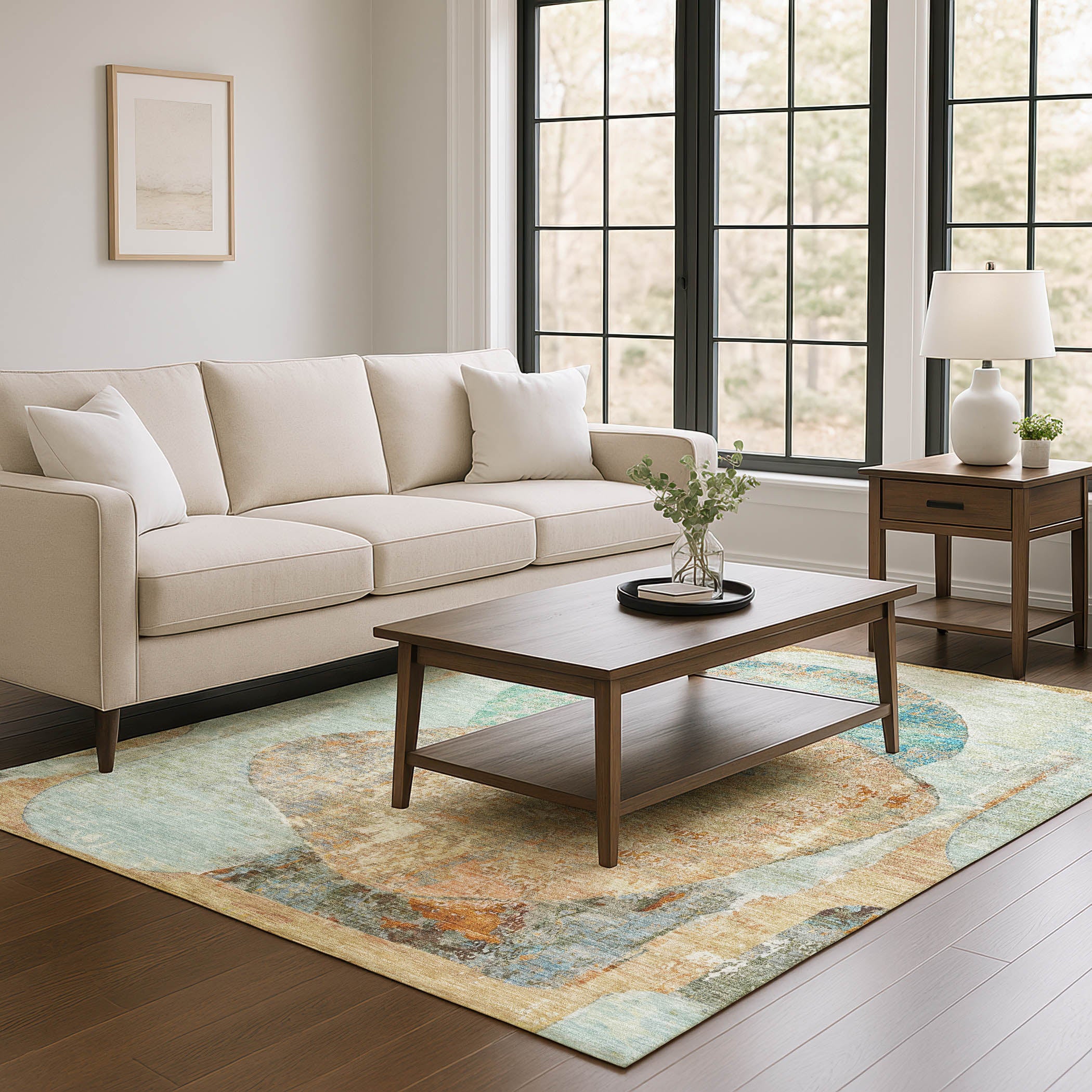 Jaipur Machine Washable Transitional Teal Rug 2'6" x 3'10" #shape_Rectangle