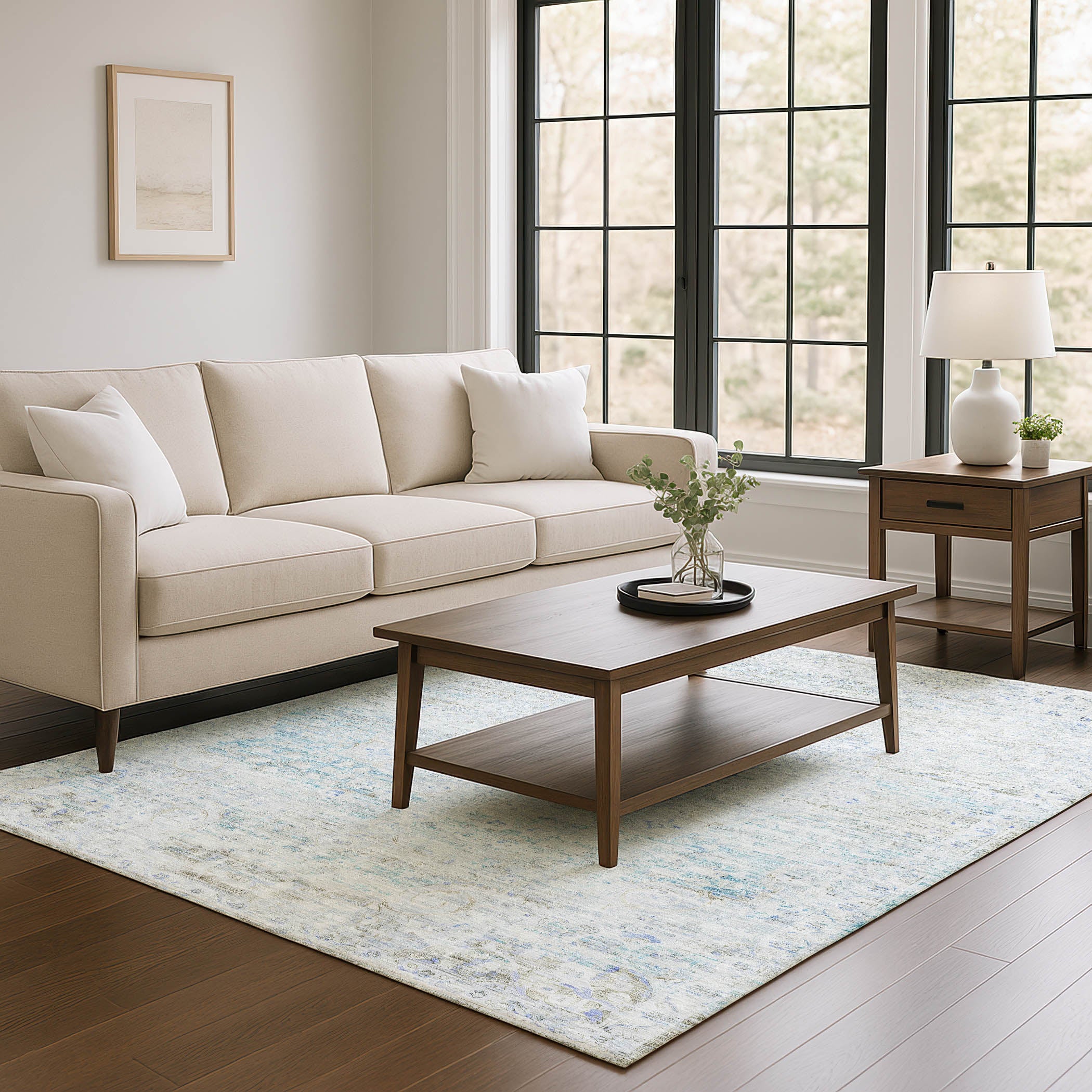 Porto Machine Washable Traditional Beige Brown Rug 2'6" x 3'10" #shape_Rectangle