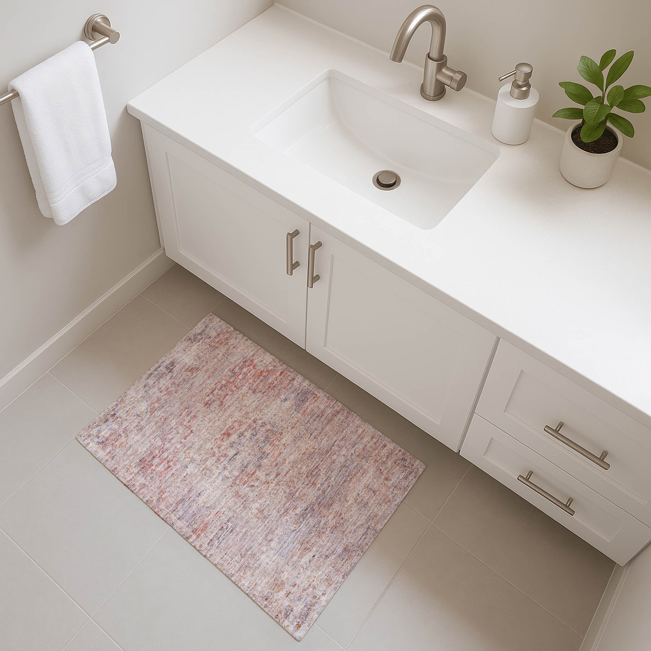 Porto Machine Washable Traditional Terracotta Orange Rug 1'8" x 2'6" #shape_Rectangle