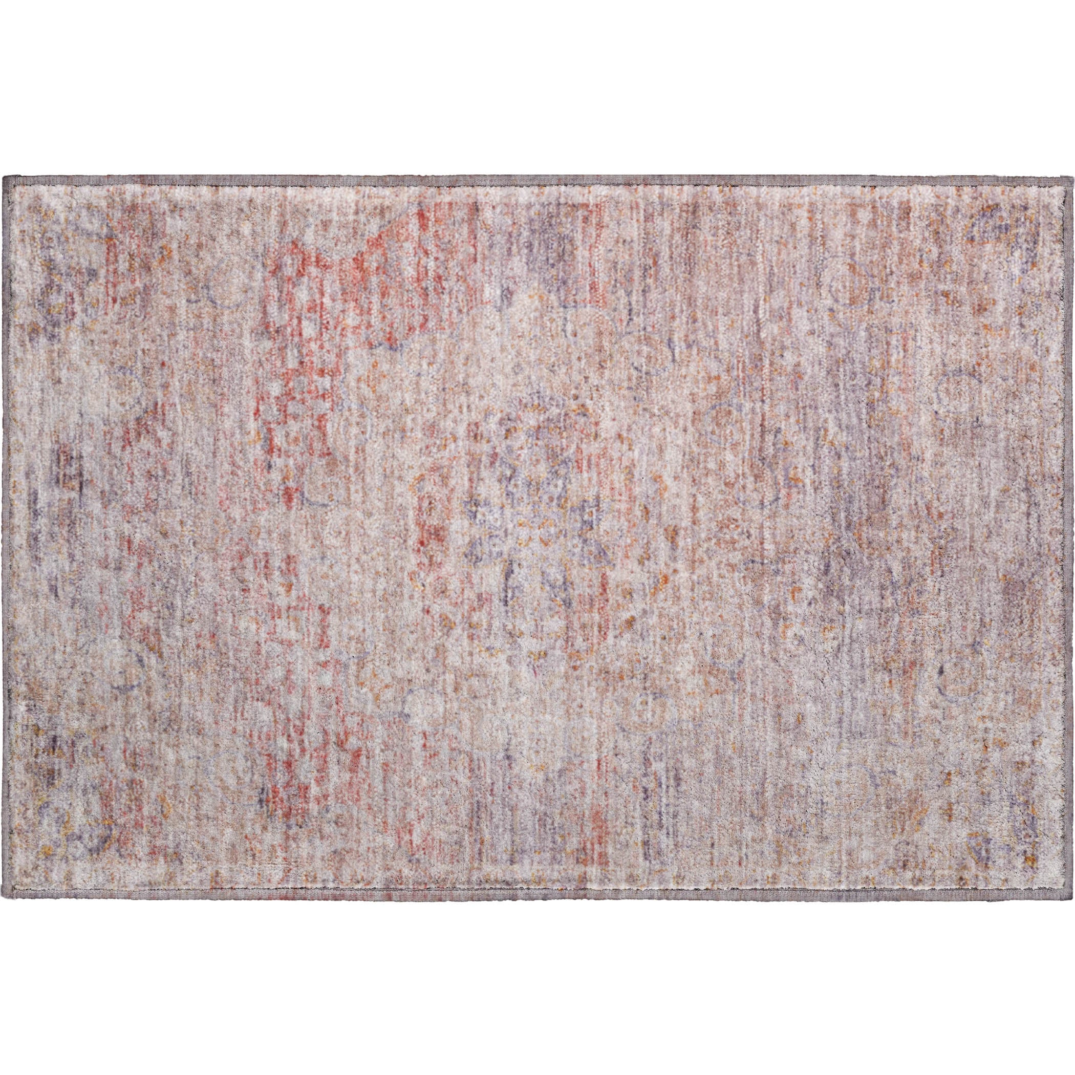 Porto Machine Washable Traditional Terracotta Orange Rug 1'8" x 2'6" #shape_Rectangle