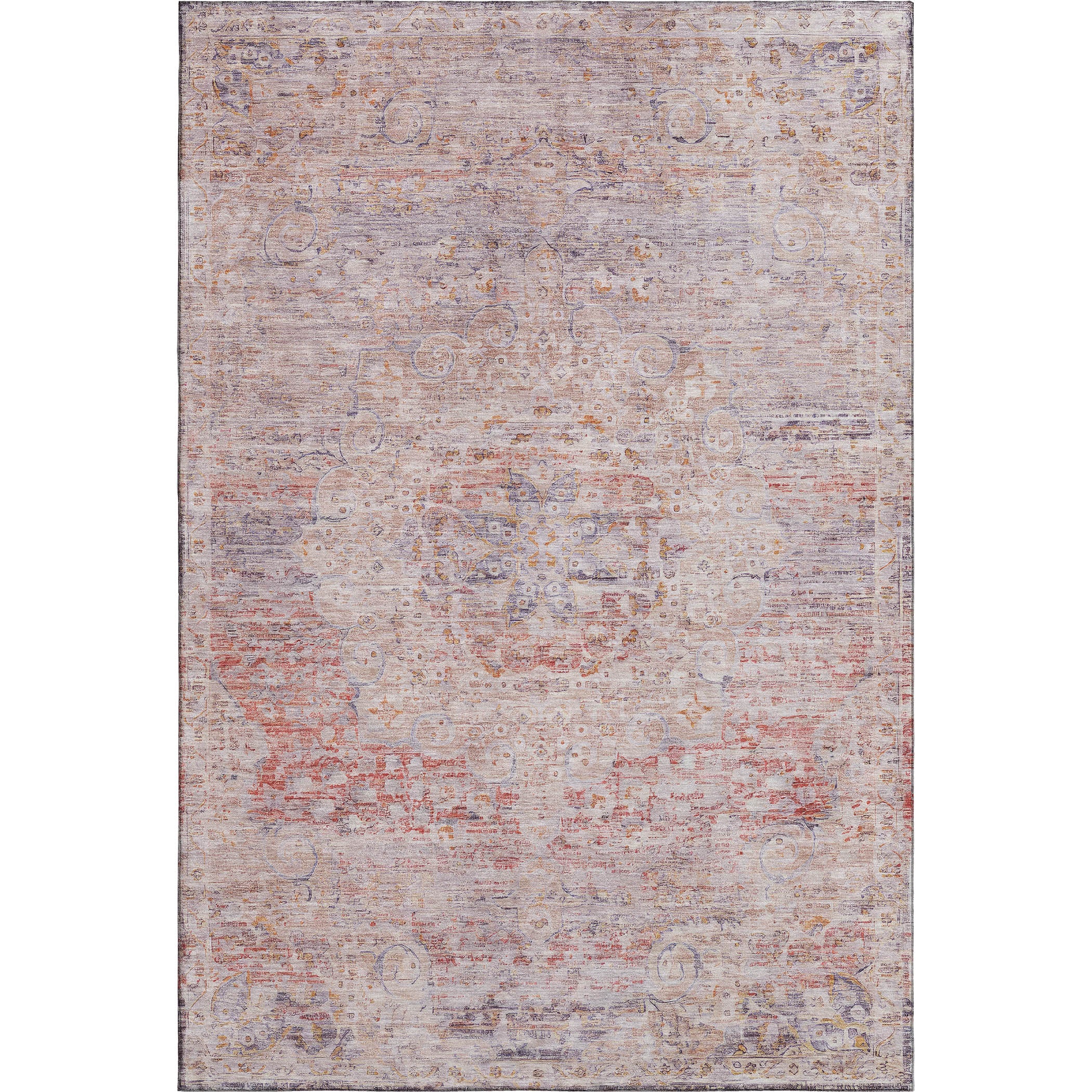 Porto Machine Washable Traditional Terracotta Orange Rug 2'6" x 3'10" #shape_Rectangle