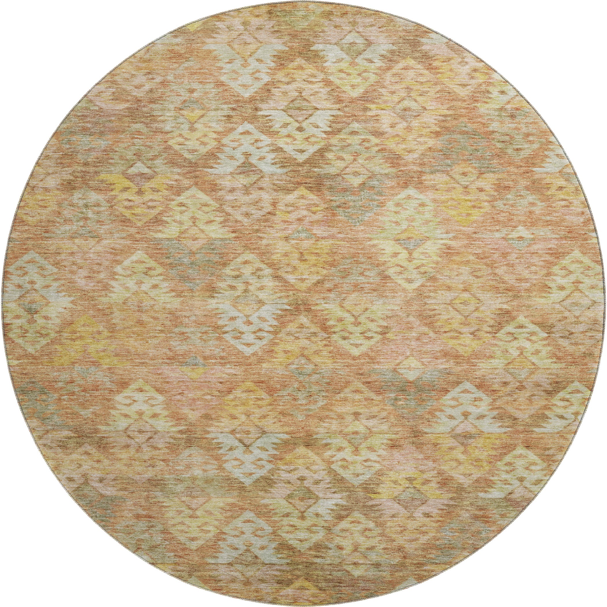 Bruges Machine Washable Transitional Copper Orange Rug 8' x 8' #shape_Round
