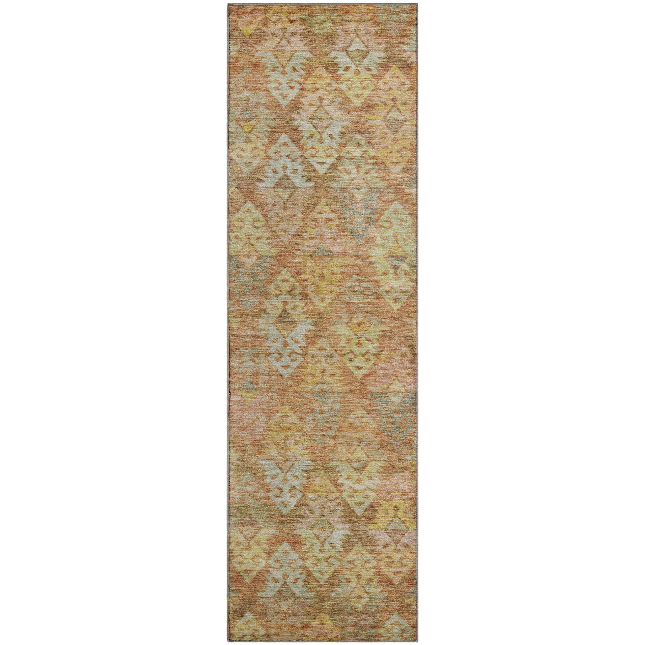 Bruges Machine Washable Transitional Copper Orange Rug 2'3" x 7'6" #shape_Runner